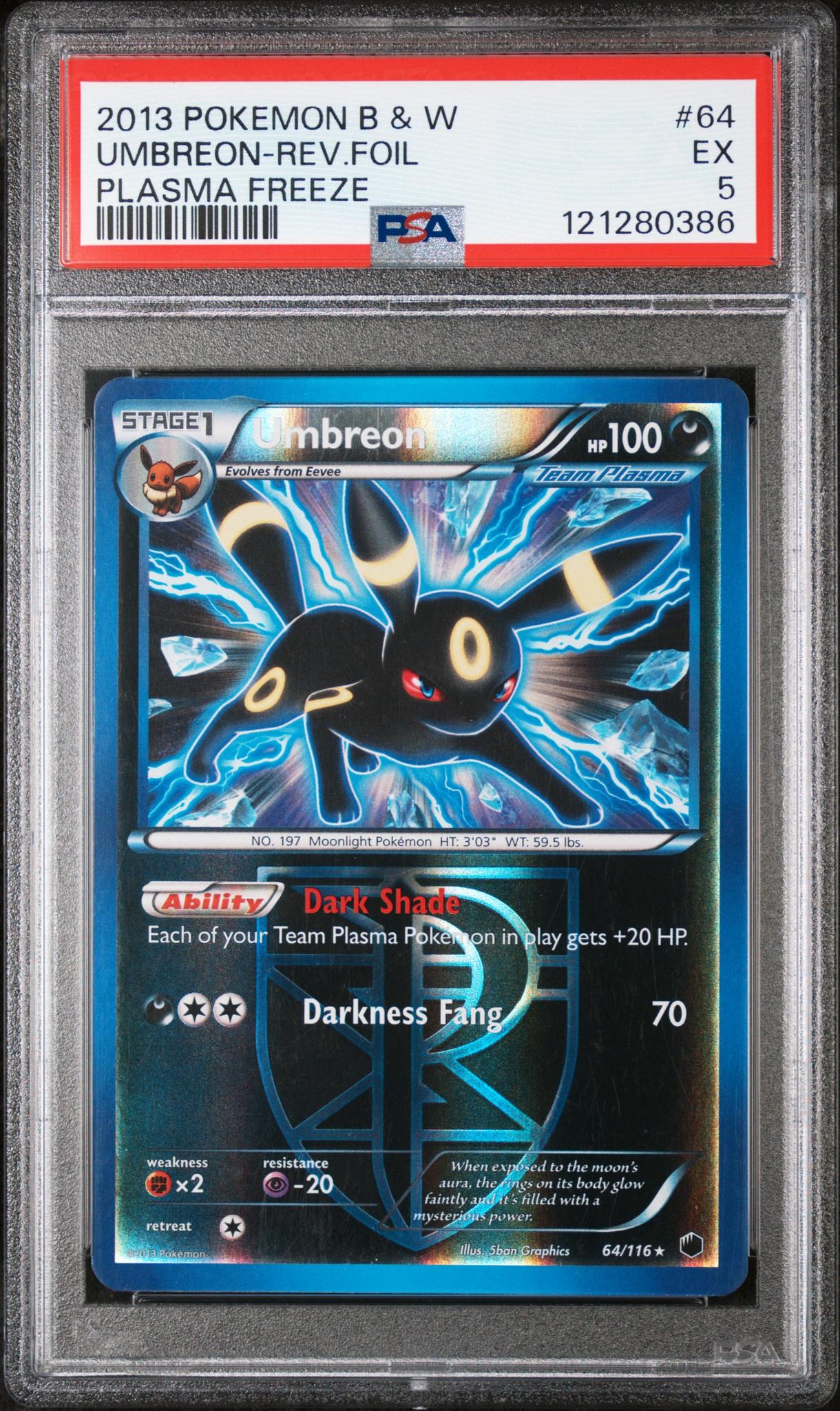 2013 Pokemon BW Plasma Freeze Reverse Holo Umbreon #64 PSA 5