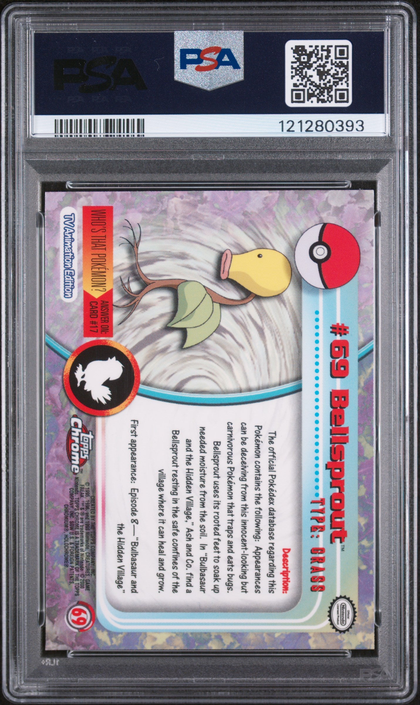 2000 Pokémon Topps Chrome Pokémon TV Bellsprout #69 PSA 9