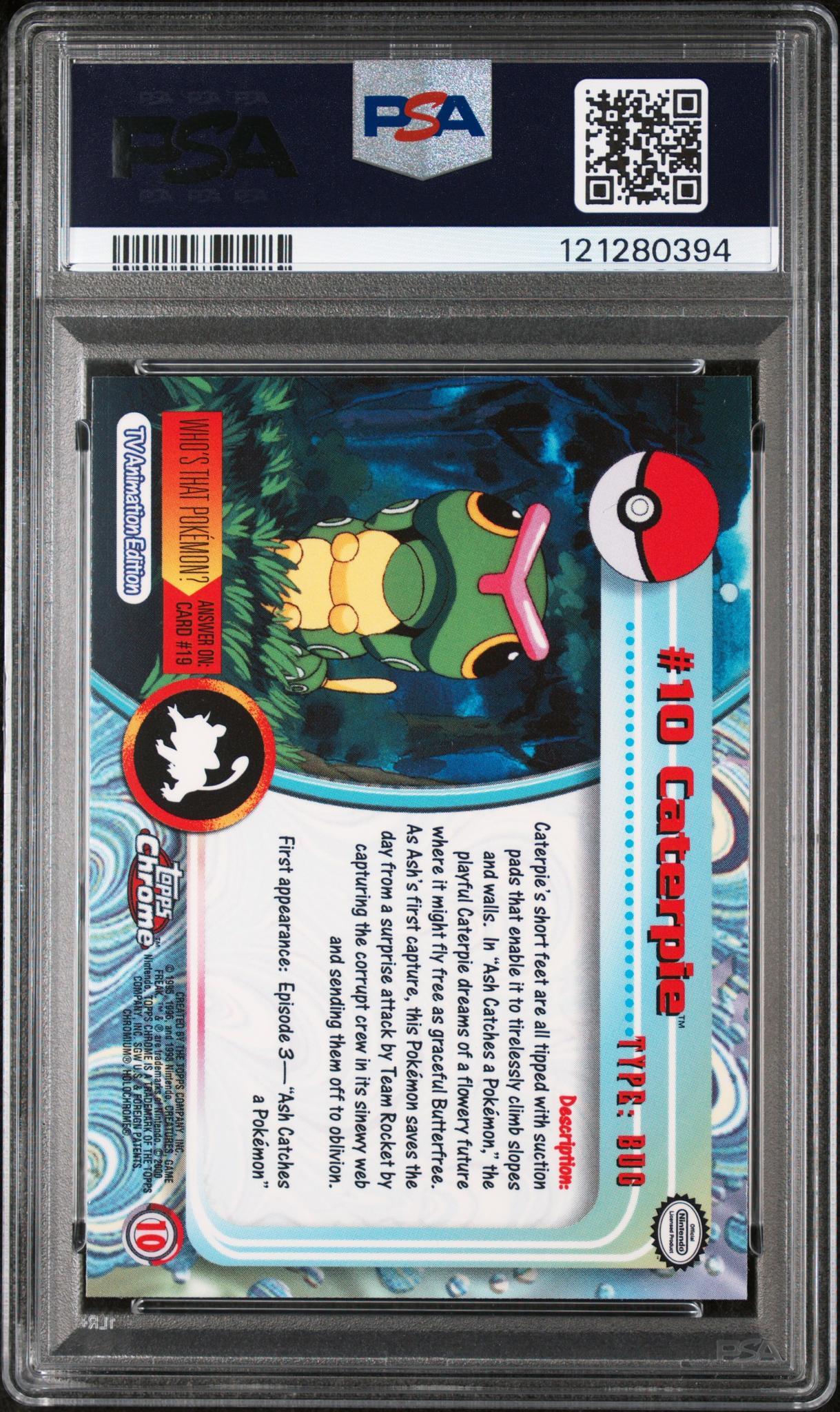 2000 Topps Chrome Pokemon TV Caterpie #10 PSA 10