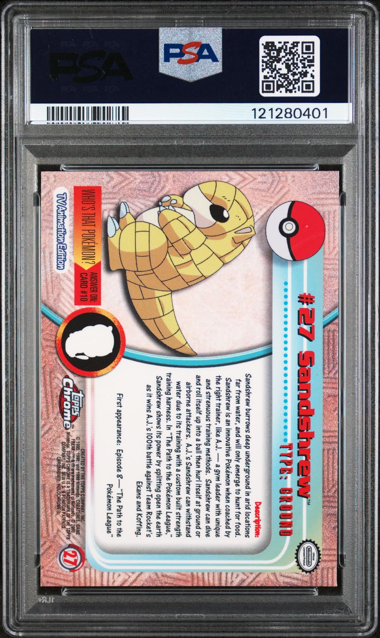 2000 Topps Chrome Pokemon T.V. Sandshrew #27 PSA 9