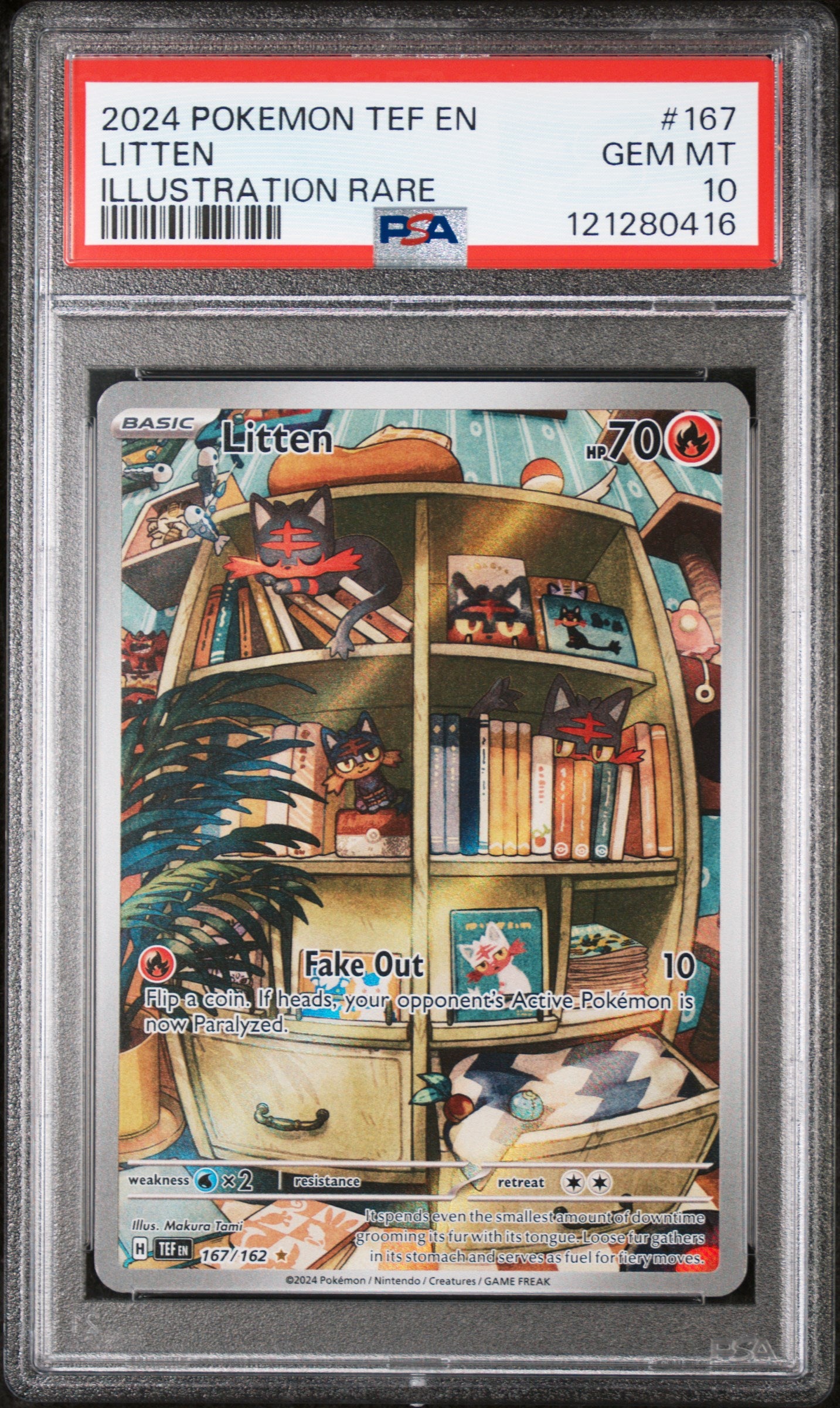 2024 Pokemon #167/162 Litten Illustration Rare PSA 10