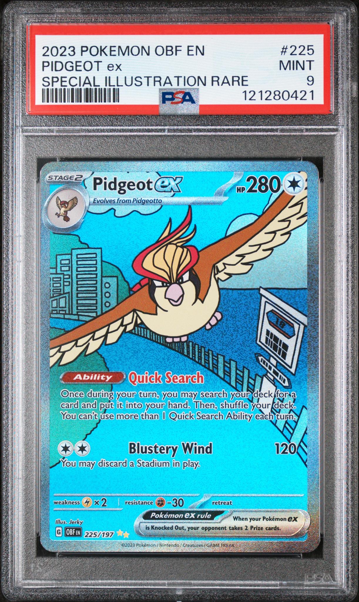 2023 Pokemon #225 Pidgeot ex Special Illustration Rare /197 PSA 9