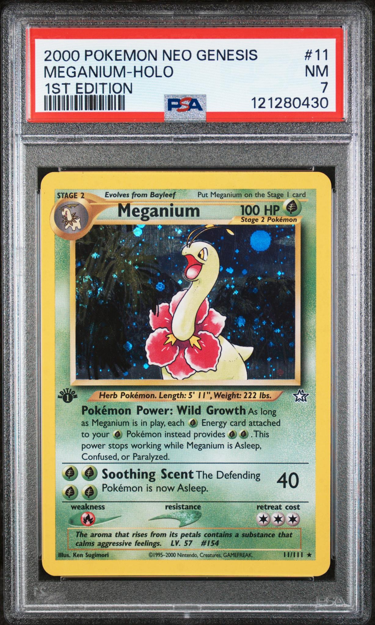 2000 Pokemon Neo Genesis 1st Edition Holo Meganium #11 PSA 7