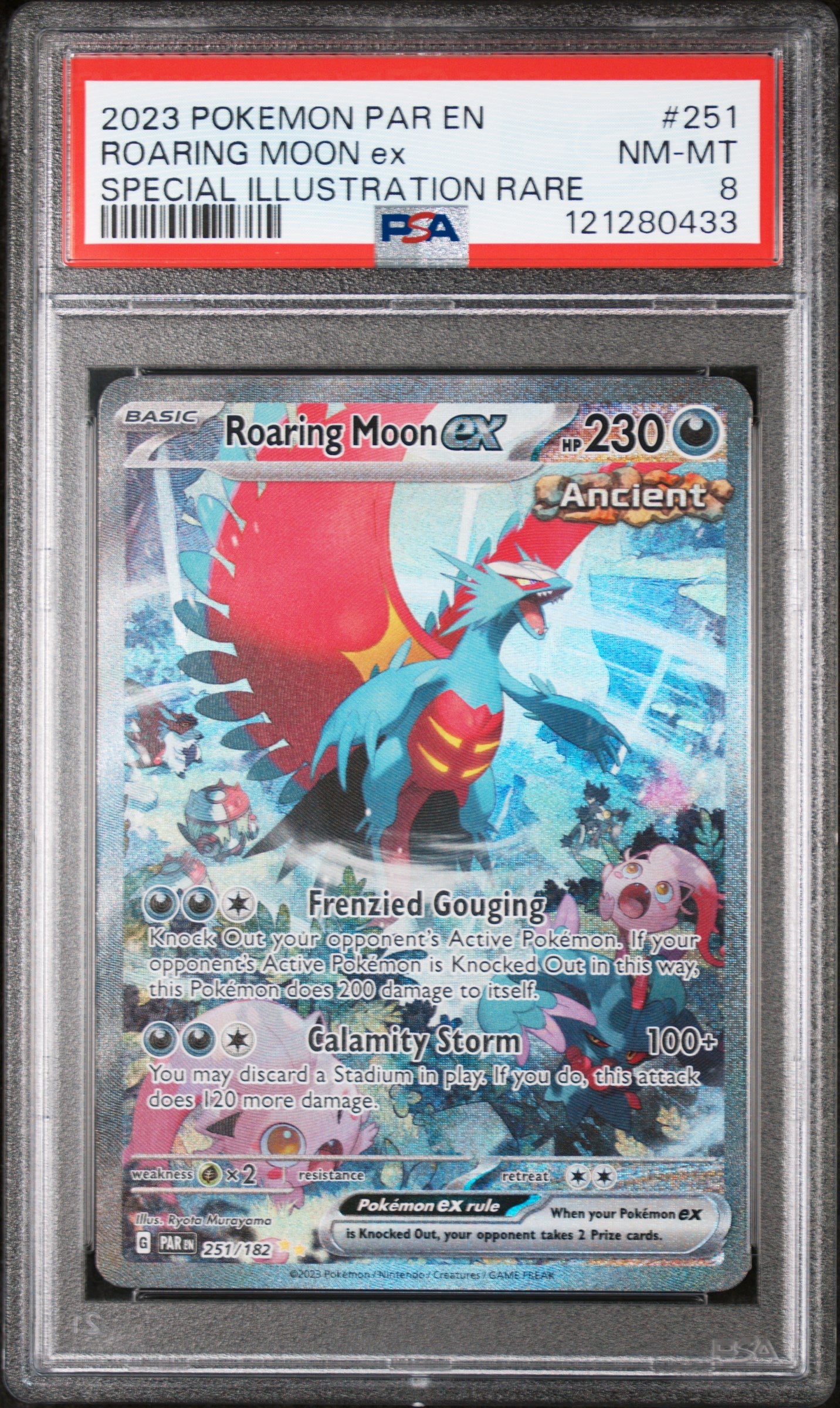 2023 Pokemon #251/182 Roaring Moon ex Special Illustration Rare PSA 8