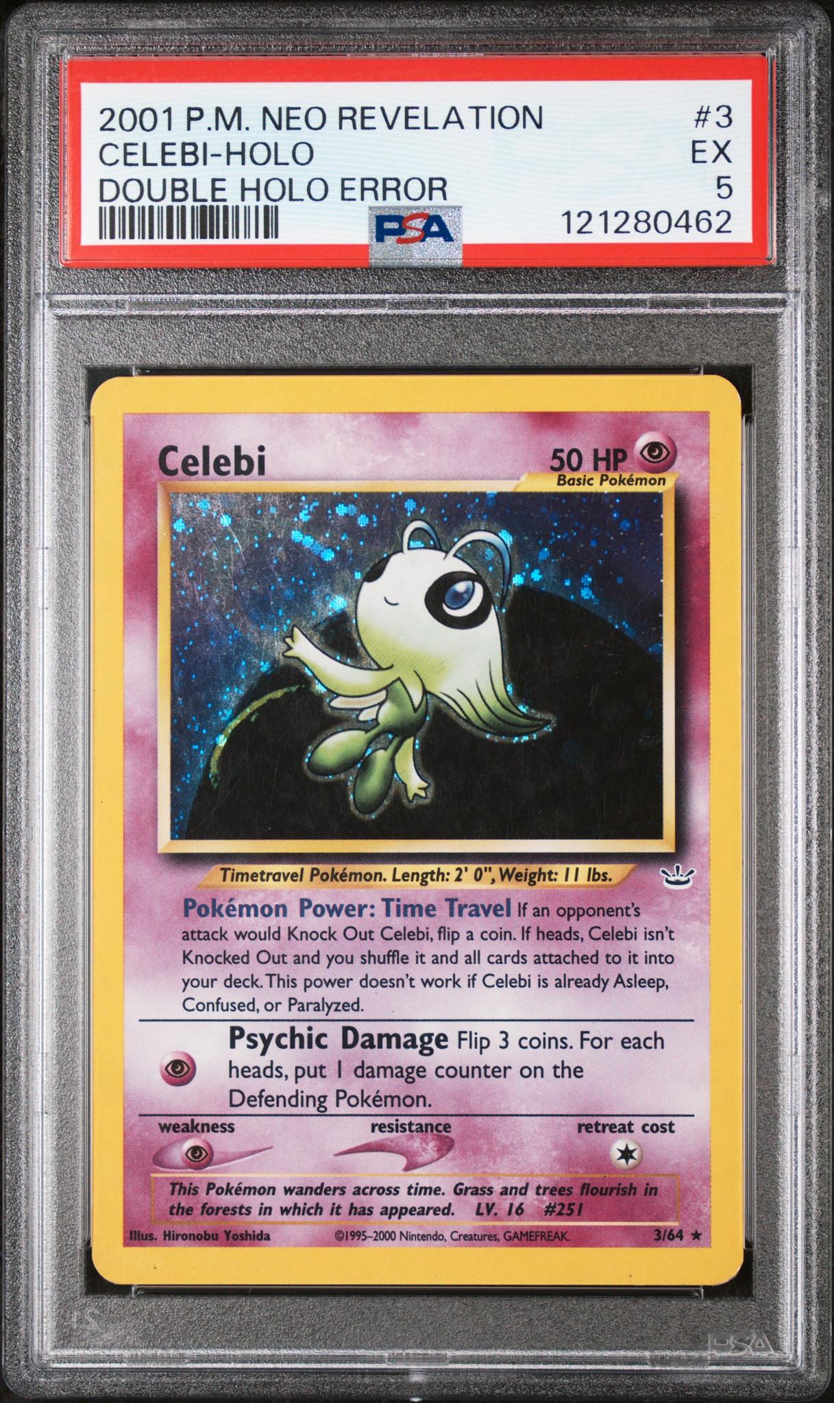 2001 Pokemon Neo Revelation Holo Celebi #3 Double Holo Error PSA 5