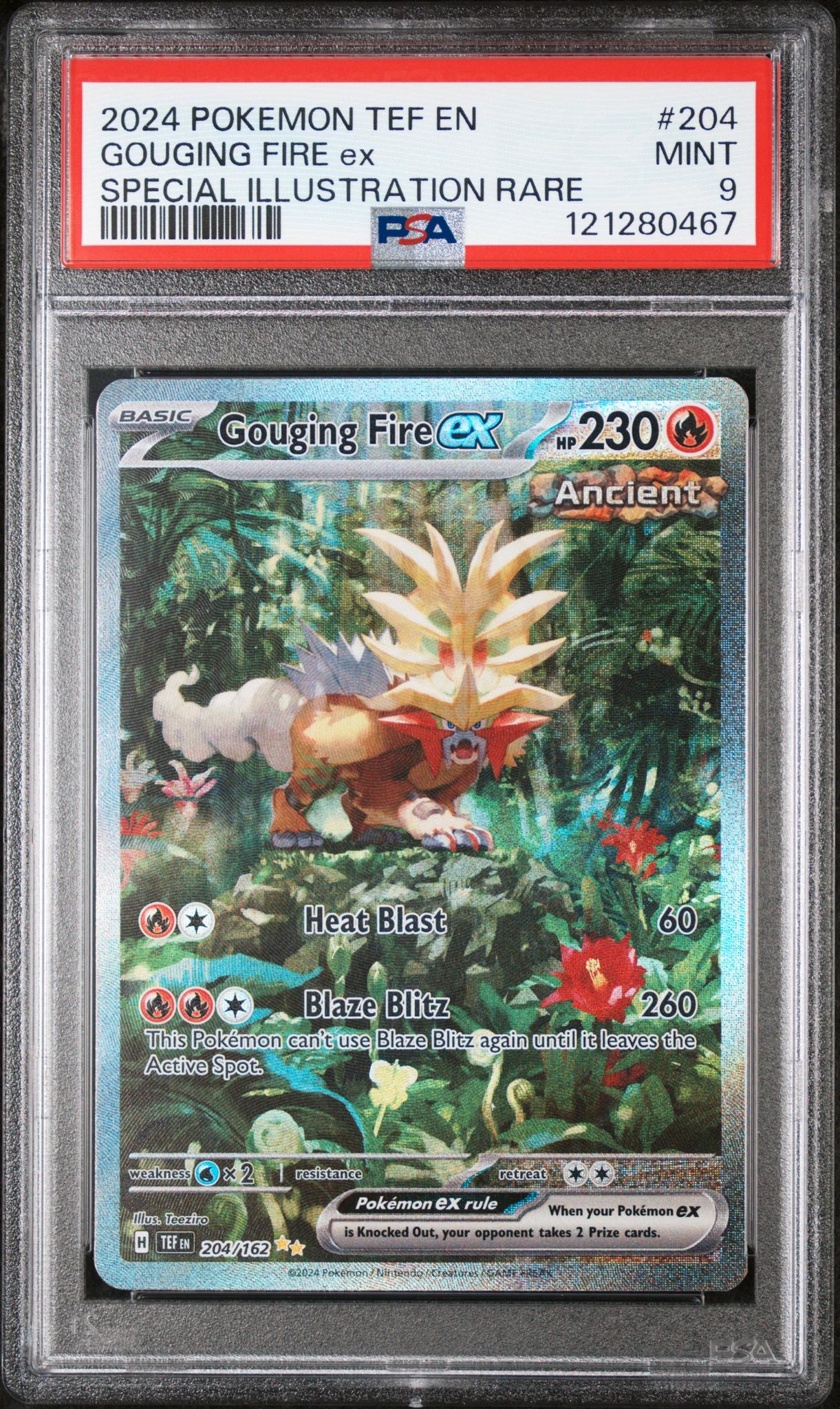 2024 Pokemon #204 Gouging Fire ex Special Illustration Rare PSA 9