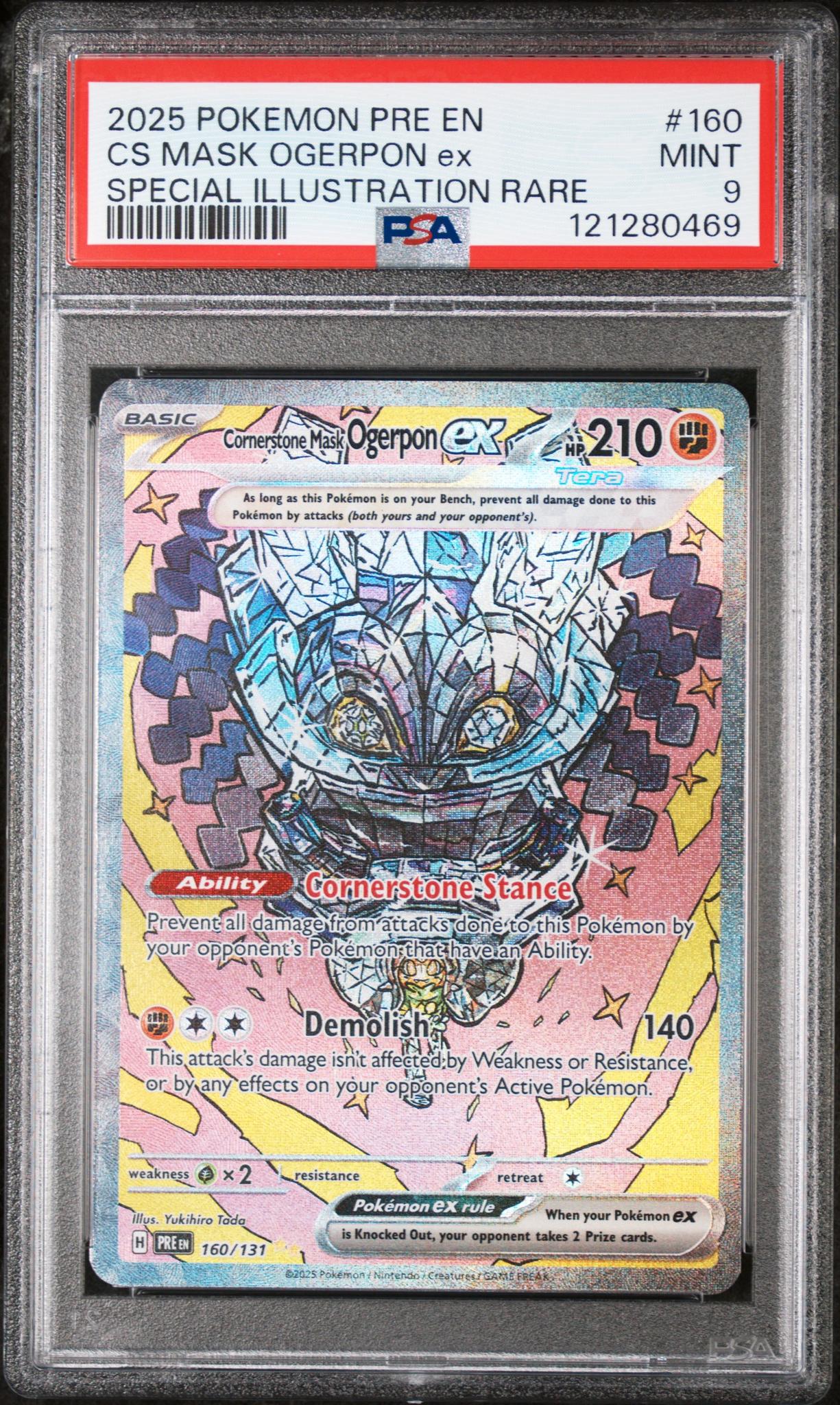 2025 Pokemon #160/131 Ogerpon ex Special Illustration Rare PSA 9