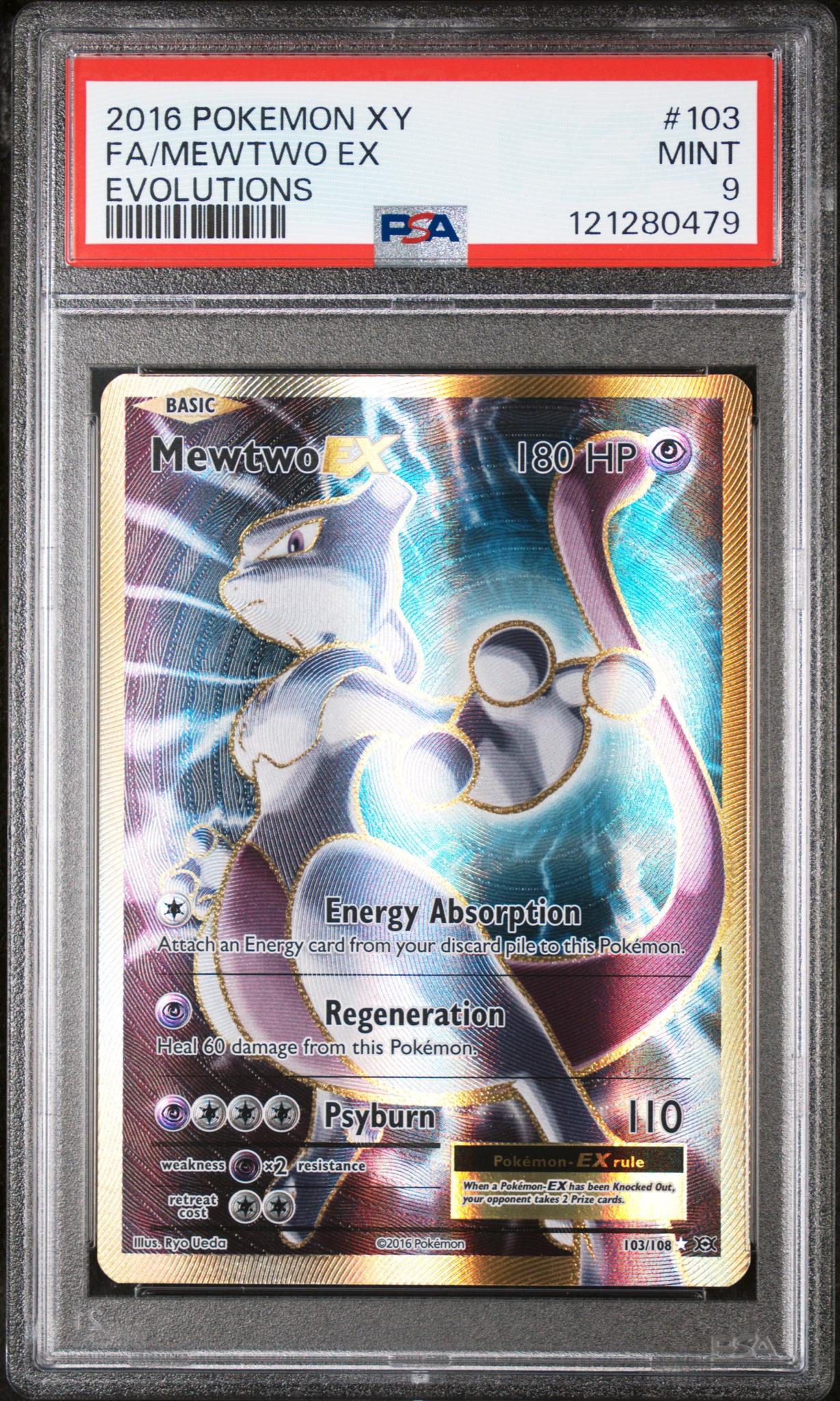 2016 Pokémon XY Evolutions Full Art Mewtwo #103/108 EX PSA 9