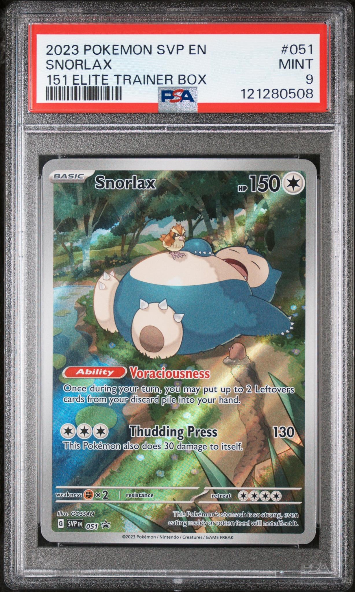 2023 Pokemon #051 Snorlax 151 Elite Trainer Box PSA 9 121280508