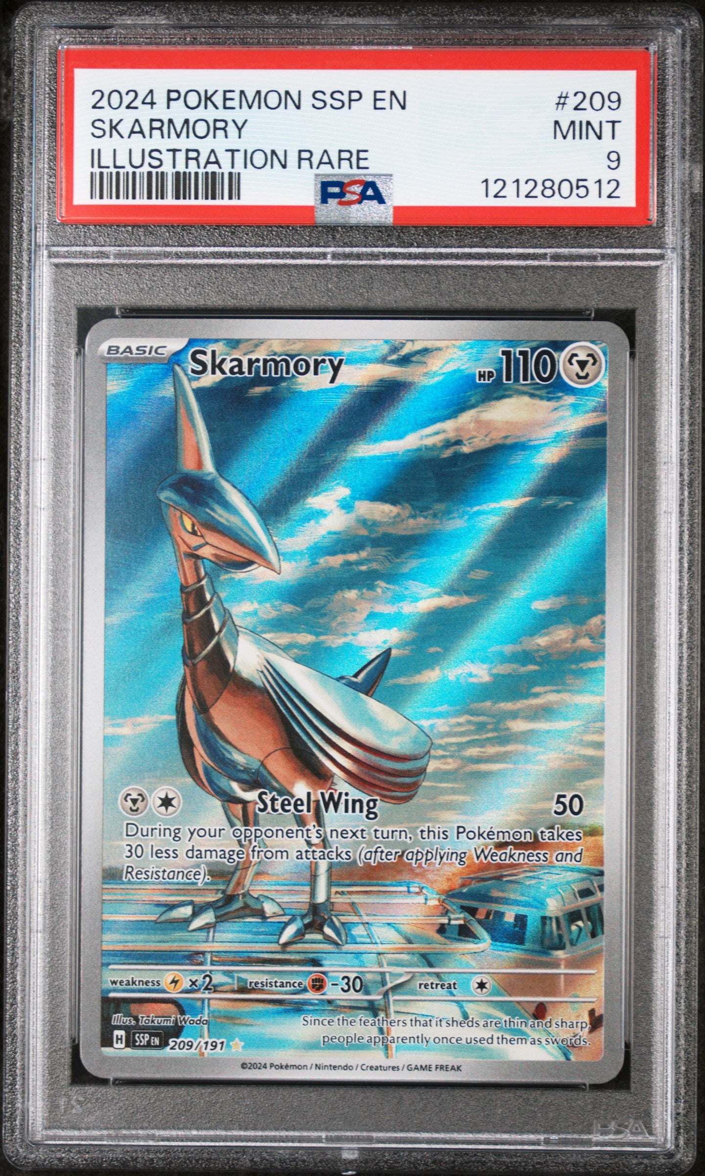 2024 Pokemon Surging Sparks Illustration Rare Skarmory #209 PSA 9