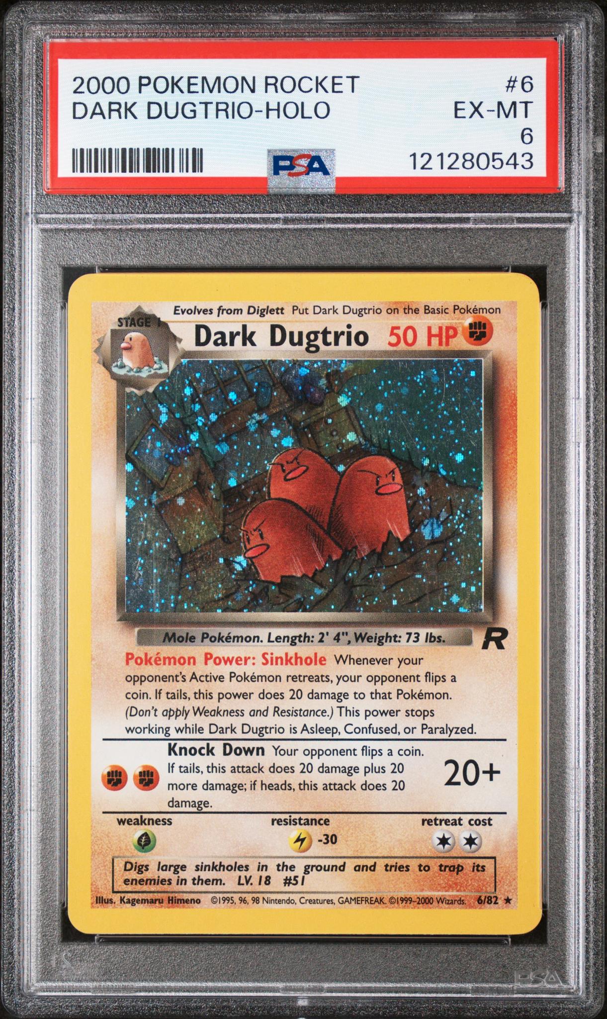2000 Pokémon Team Rocket Dark Dugtrio #6/82 Holo PSA 6