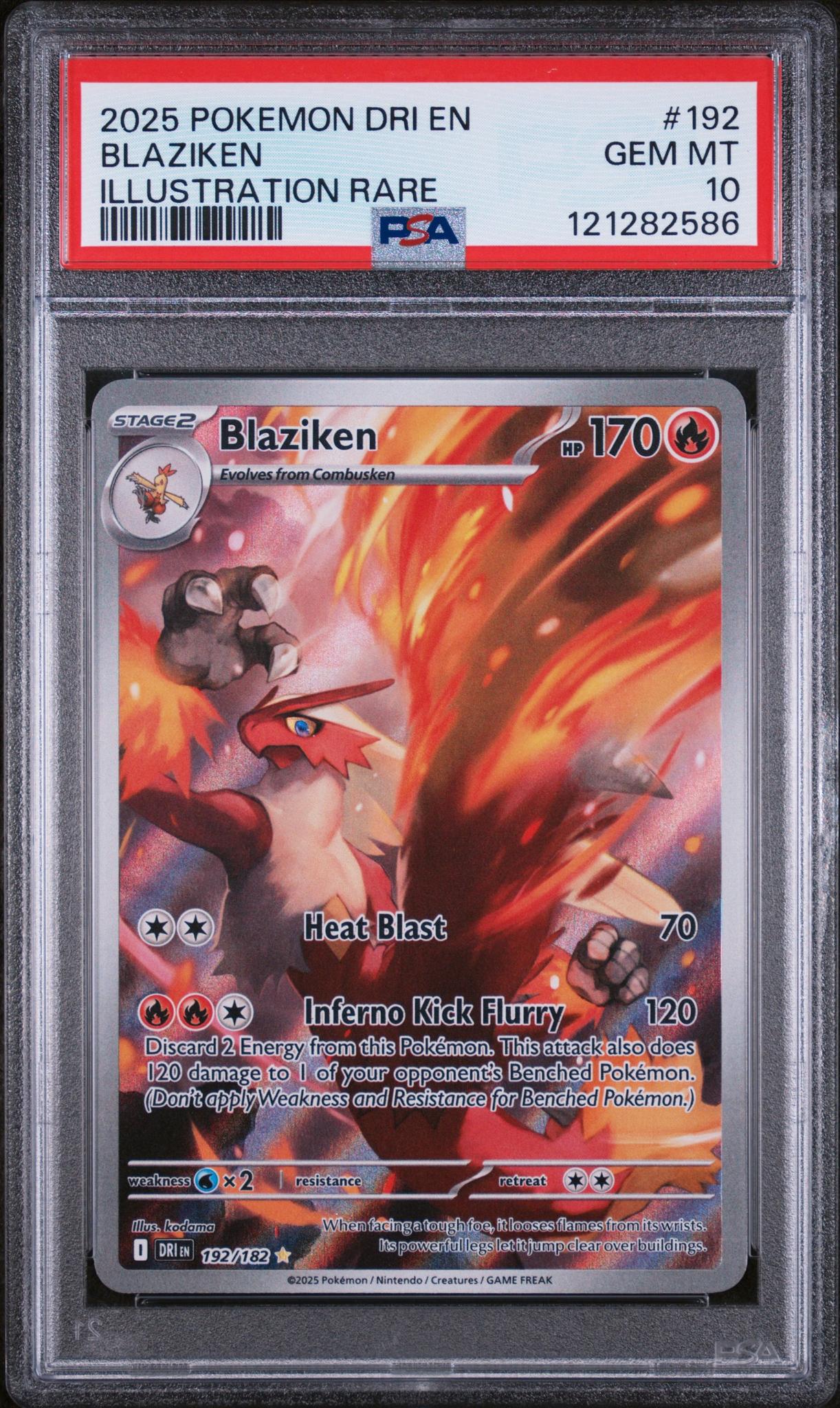 2025 Pokémon Blaziken Illustration Rare #192/182 Holo PSA 10