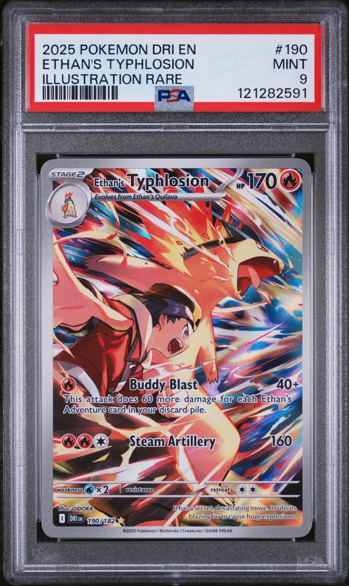 2025 Pokemon #190/182 Ethan's Typhlosion Illustration Rare PSA 9