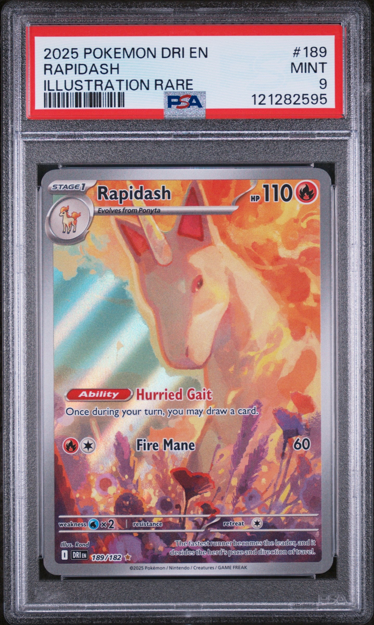 2025 Pokémon Rapidash Illustration Rare #189/182 PSA 9