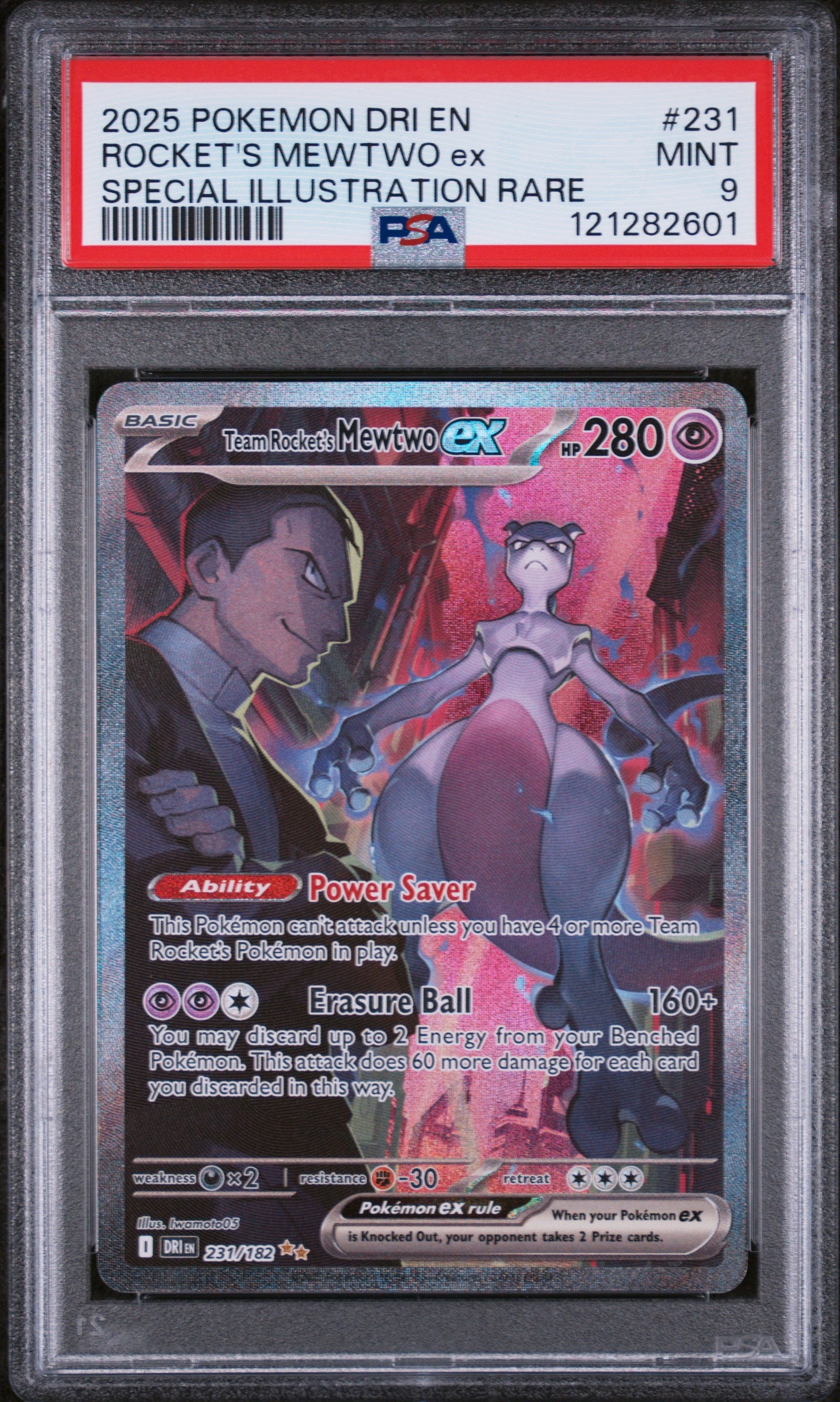 2025 Pokemon #231 Rocket's Mewtwo ex Special Illustration Rare PSA 9