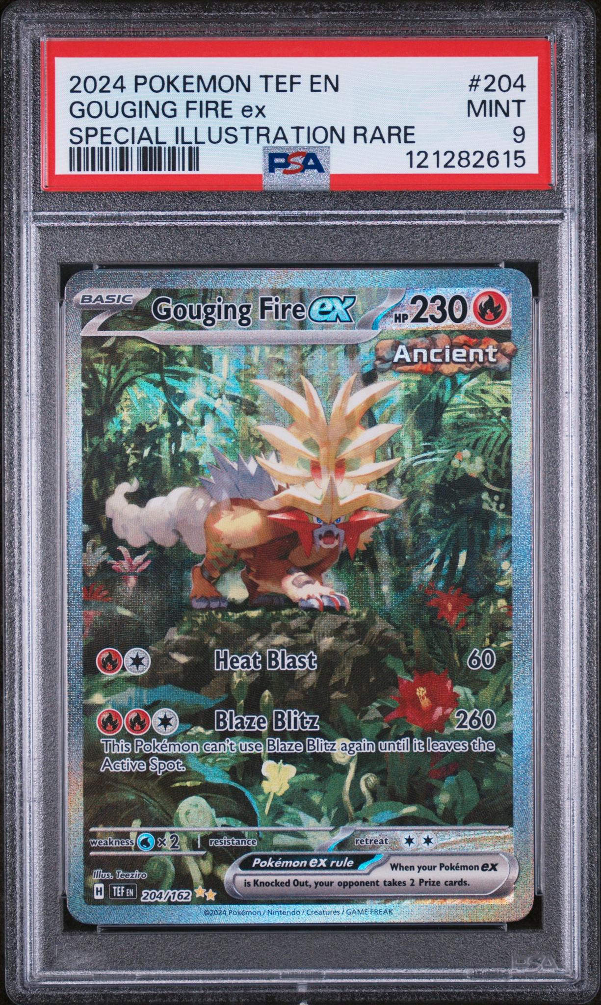 2024 Pokemon #204/162 Gouging Fire ex Special Illustration Rare PSA 9