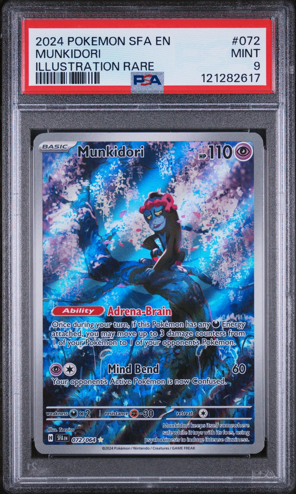 2024 Pokémon Scarlet & Violet Shrouded Fable Munkidori #072/064 PSA 9