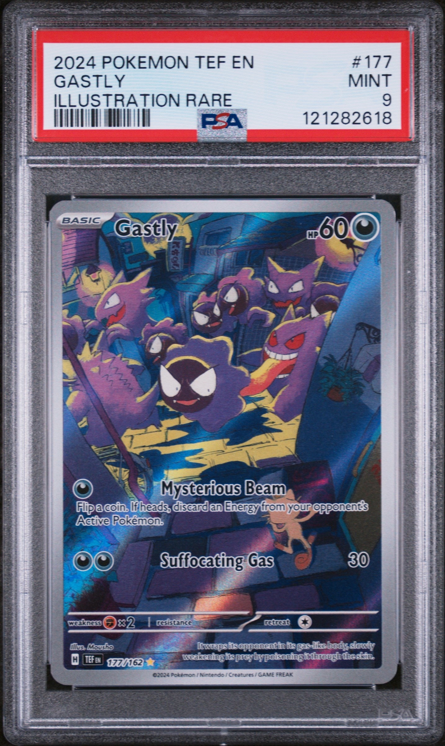2024 Pokemon Temporal Forces Illustration Rare Gastly #177 PSA 9