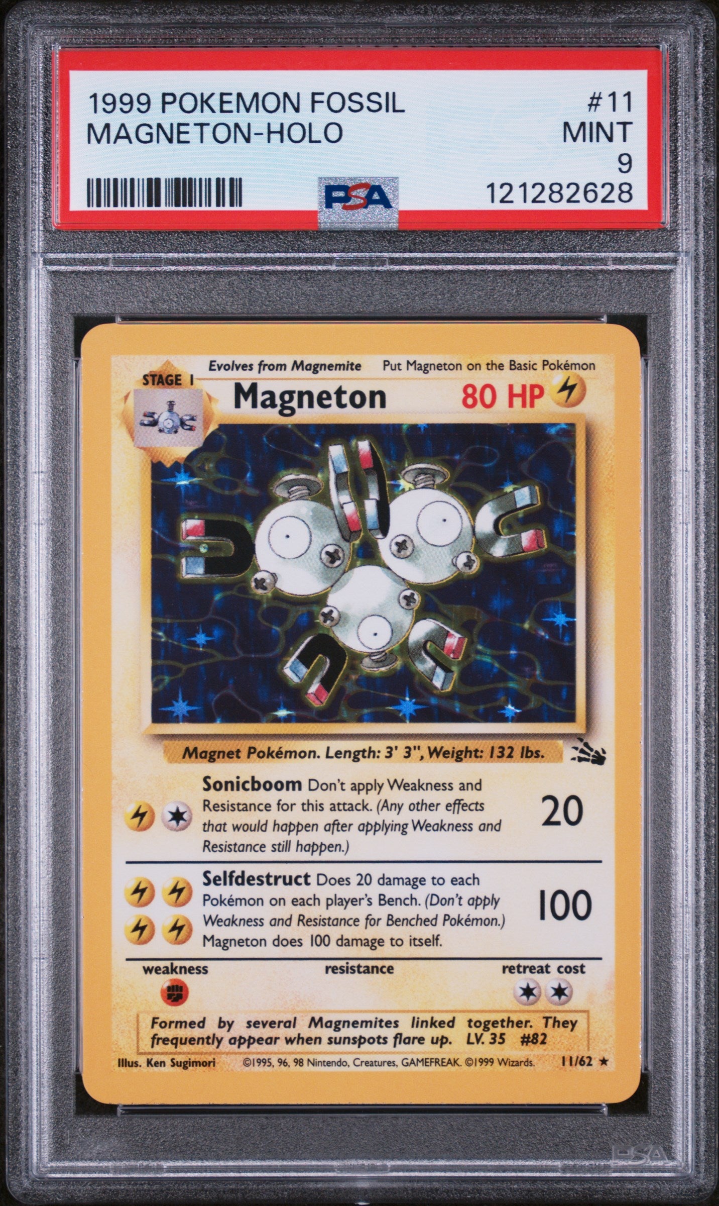 1999 Pokémon Fossil Magneton #11/62 Holo PSA 9