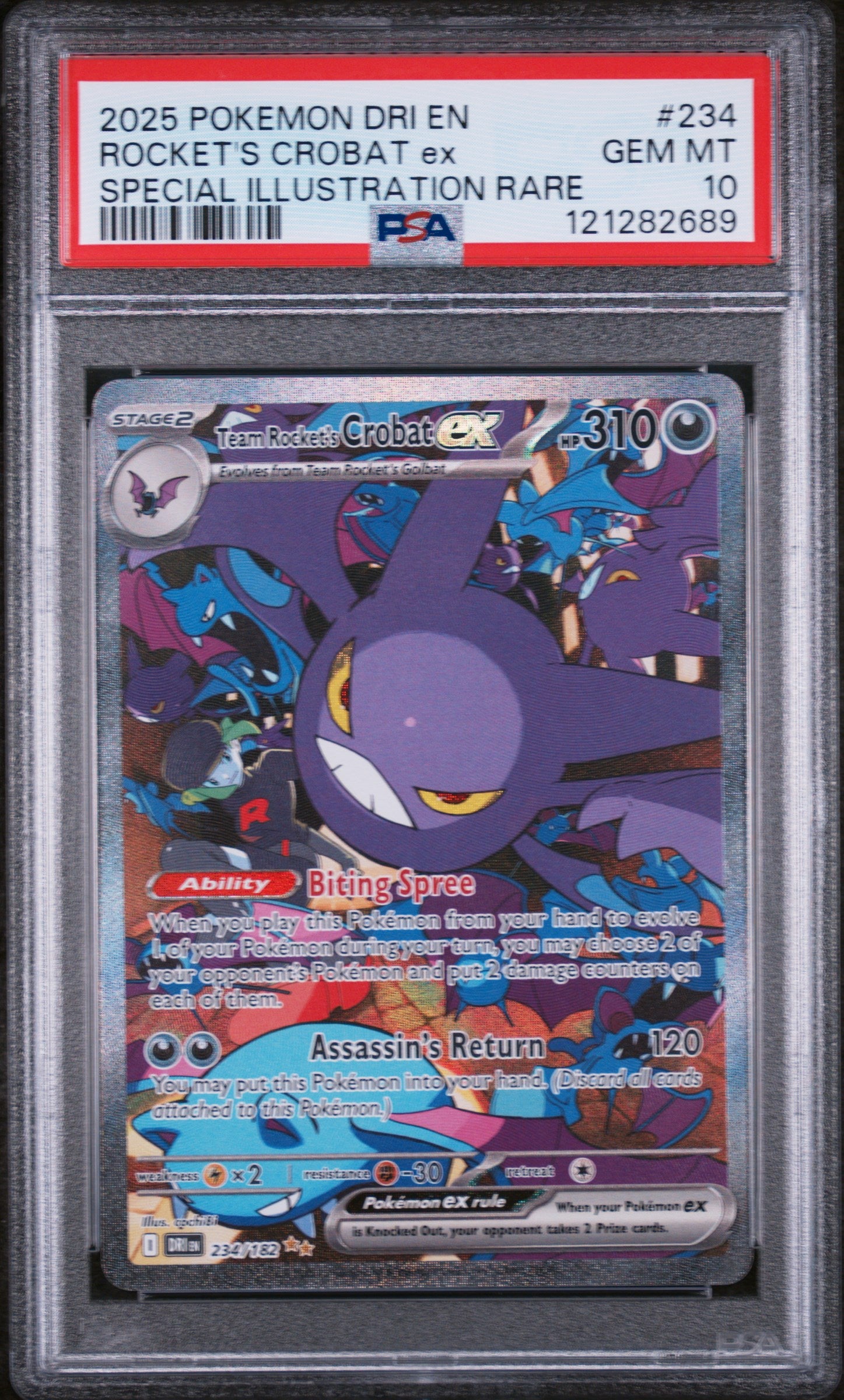 2025 Pokemon TCG #234 Rocket's Crobat ex Special Illustration Rare PSA 10