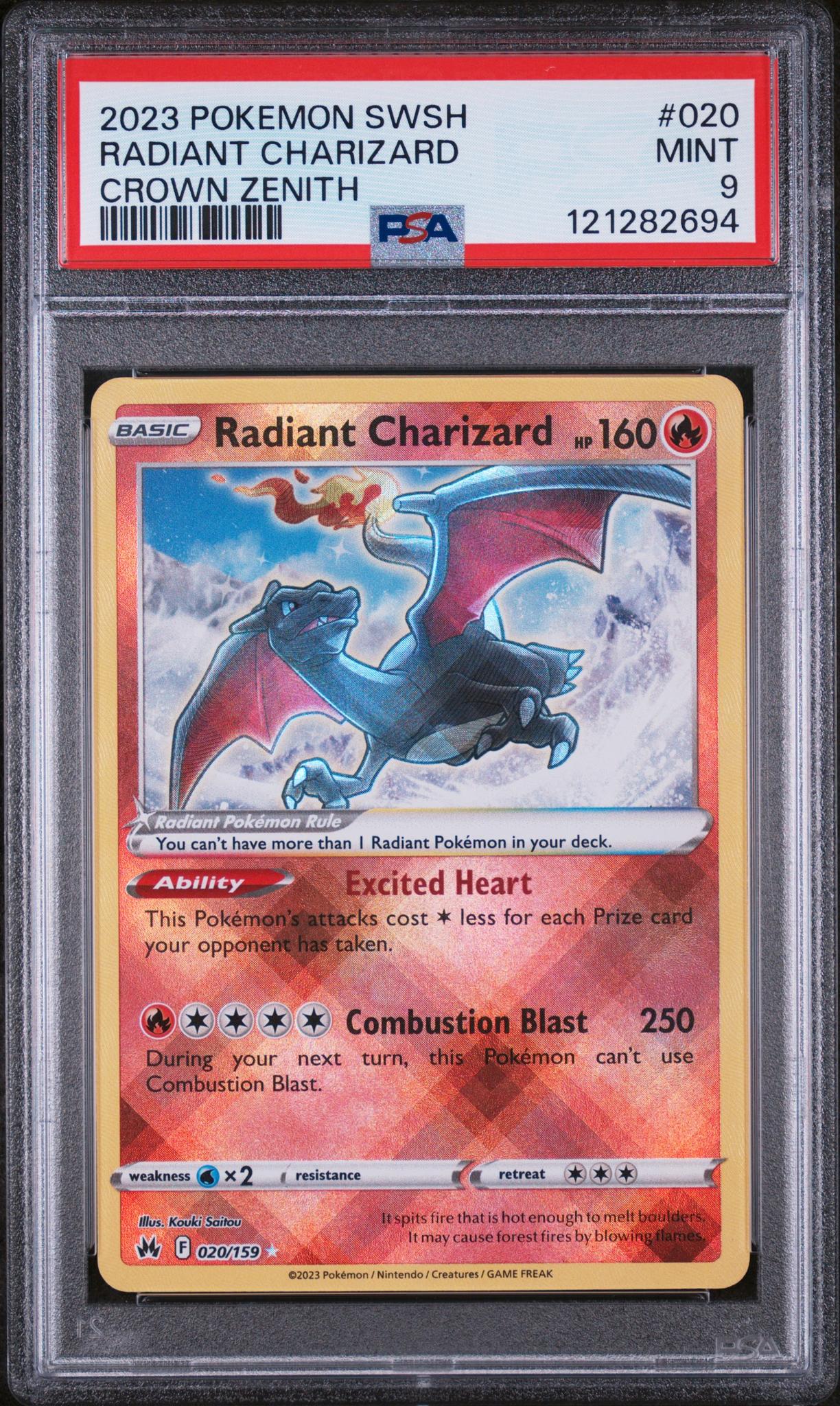 2023 Pokemon SWSH Crown Zenith Radiant Charizard #020 PSA 9