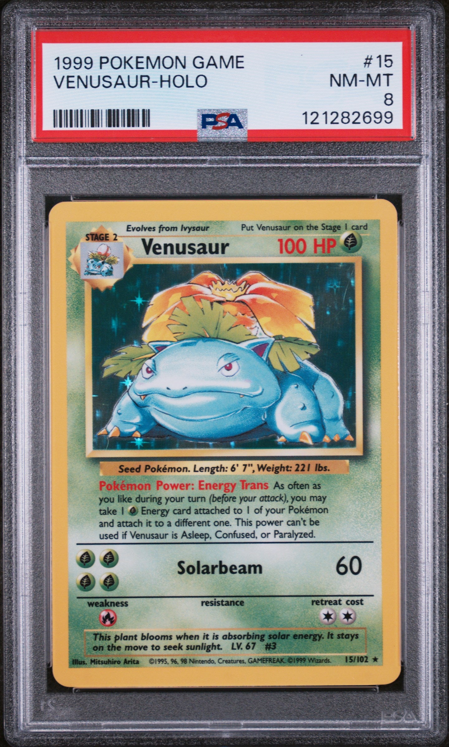 1999 Pokémon Base Set Venusaur #15/102 Holo PSA 8