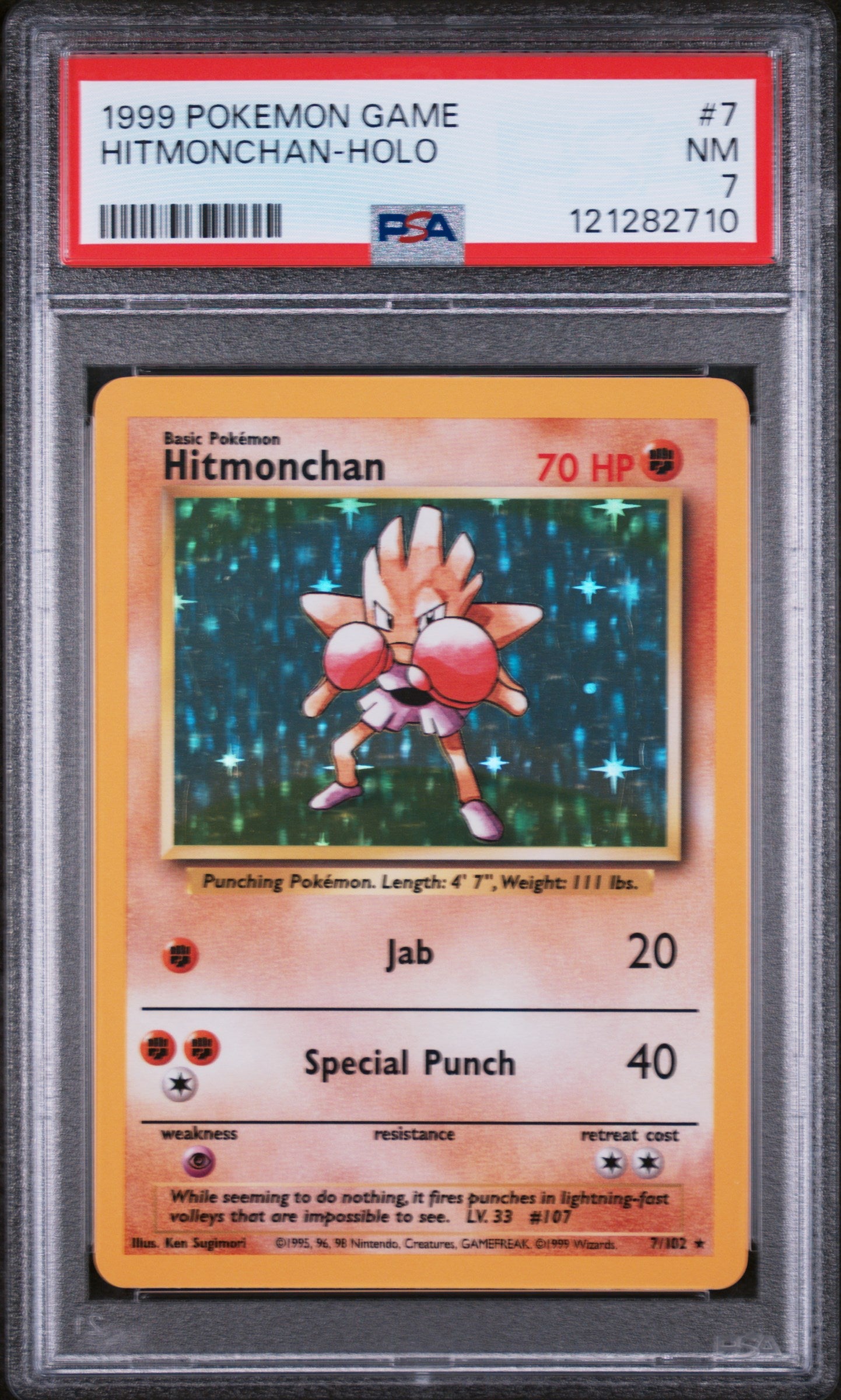 1999 Pokémon Base Set Hitmonchan #7/102 Holo PSA 7
