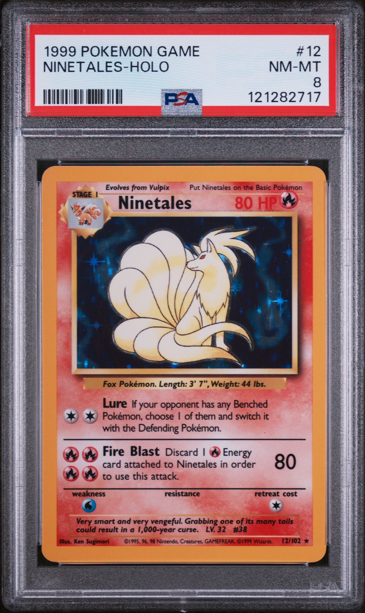 1999 Pokémon Base Set Ninetales #12/102 Holo PSA 8