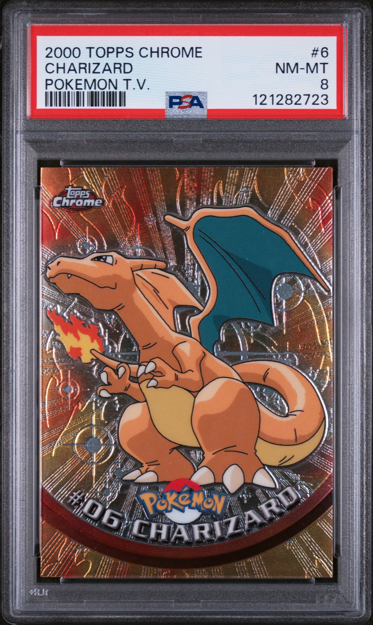 2000 Topps Chrome #6 Charizard Pokemon T.V. PSA 8