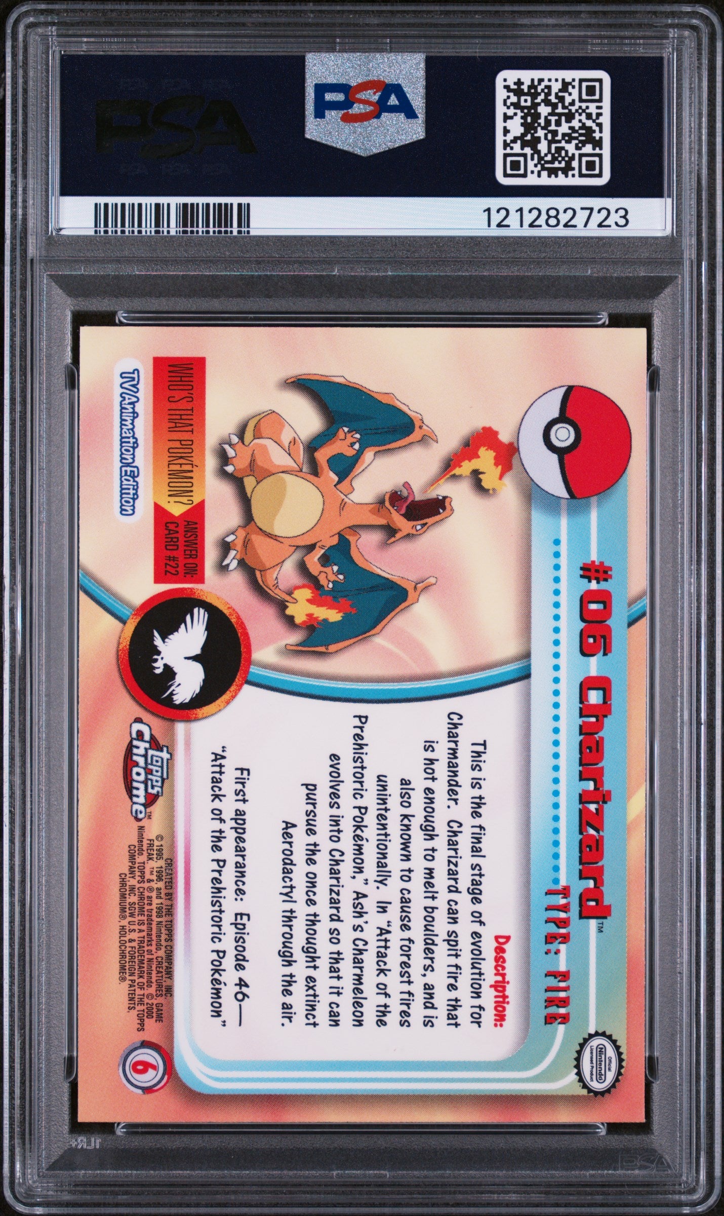 2000 Topps Chrome #6 Charizard Pokemon T.V. PSA 8