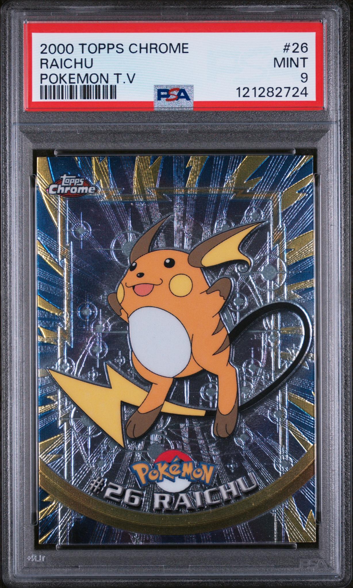 2000 Pokémon Topps Chrome Pokémon TV Raichu #26 PSA 9