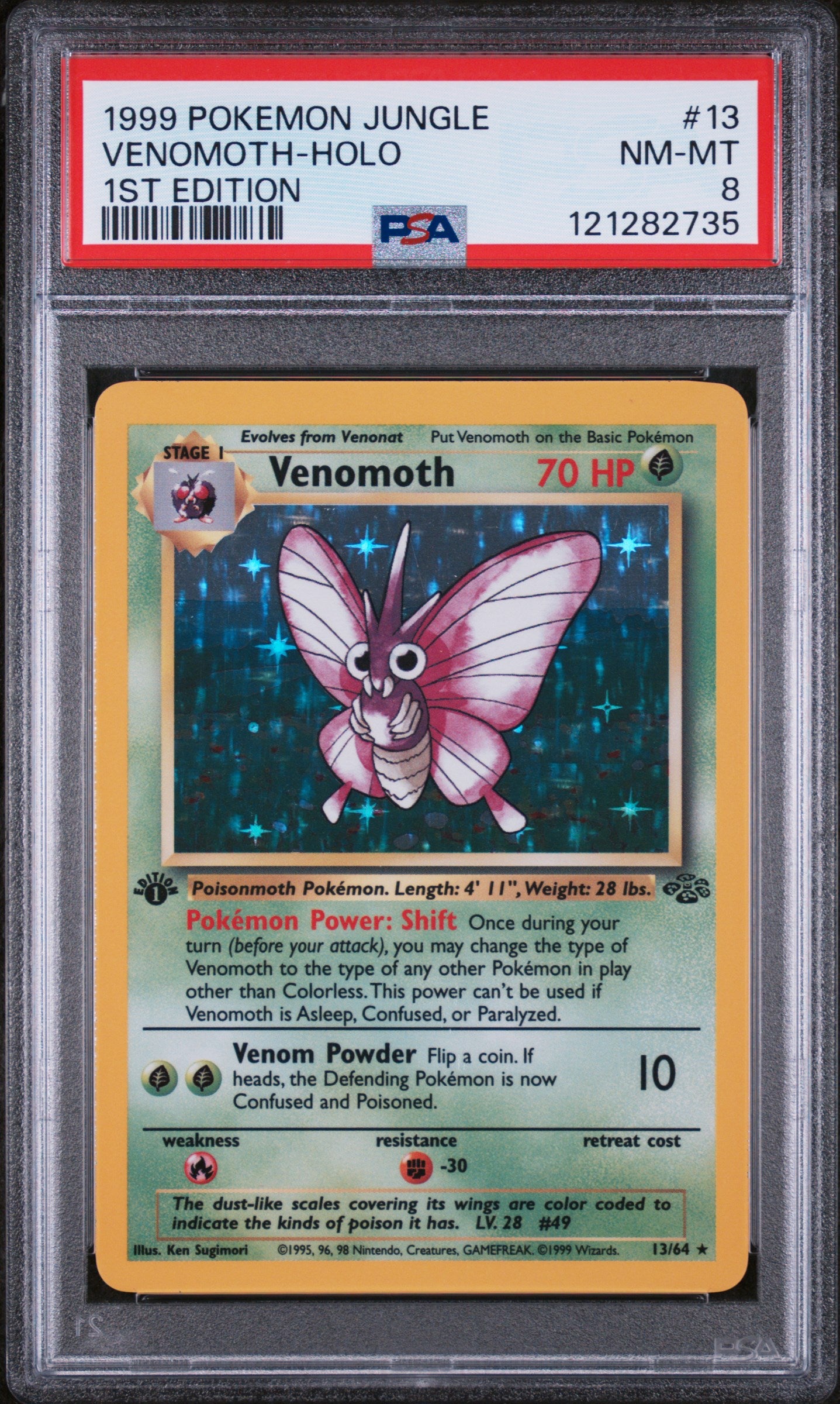 1999 Pokémon Jungle Venomoth #13/64 Holo 1st Edition PSA 8