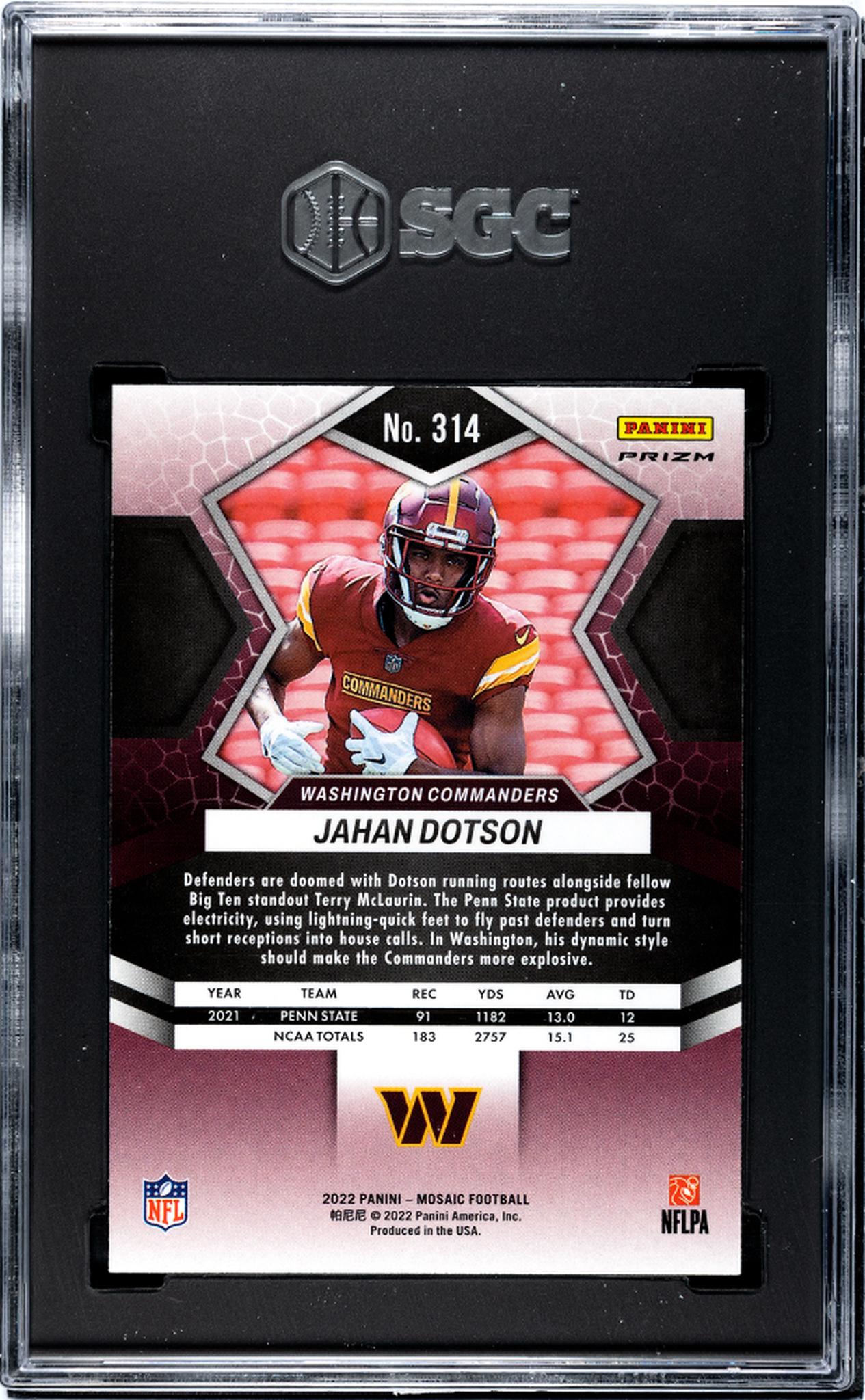 2022 Panini Mosaic #314 Jahan Dotson Green Rookie  SGC 10