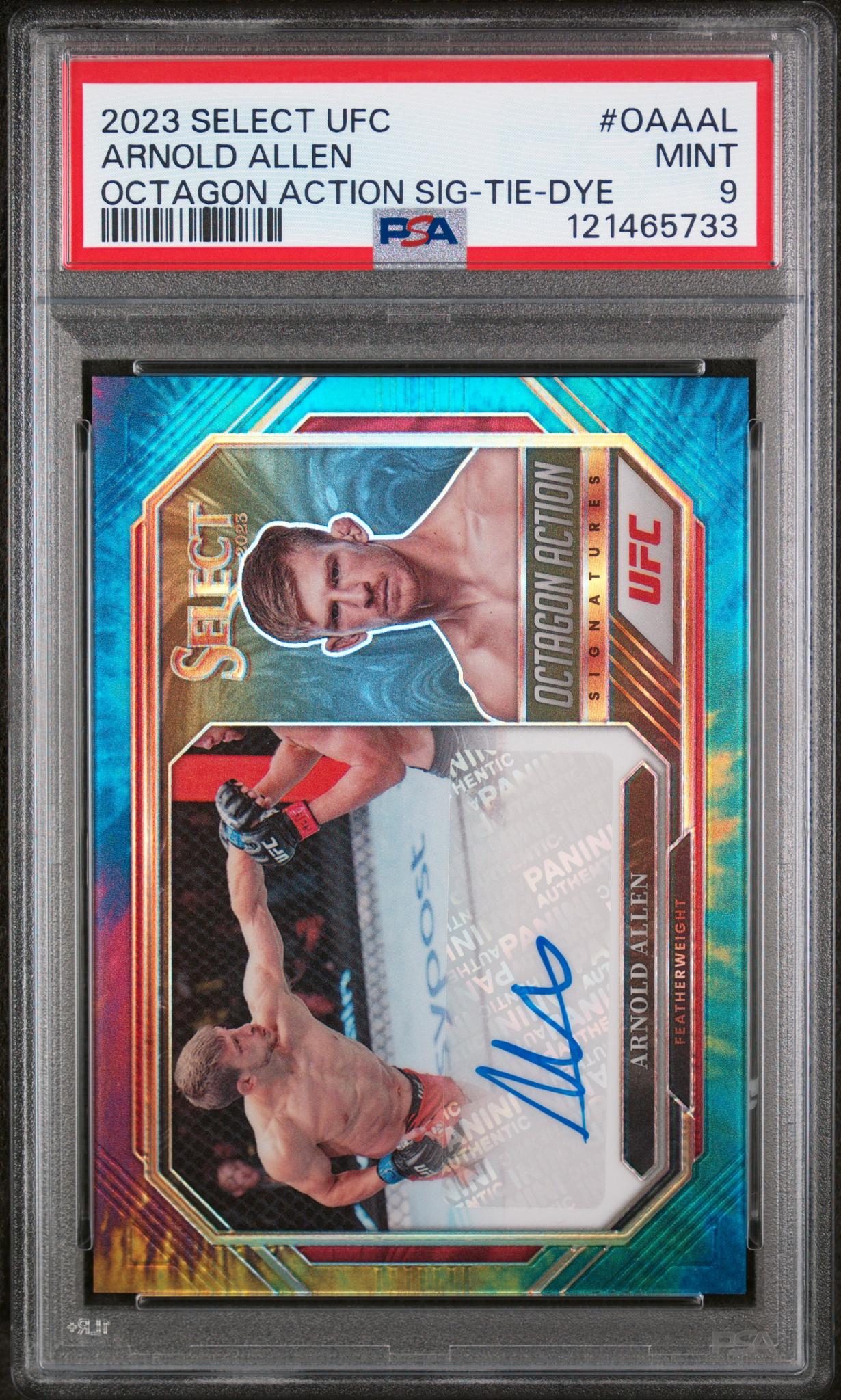2023 Panini Select UFC Octagon Action Tie-Dye Arnold Allen #OA-AAL Auto/25 PSA 9