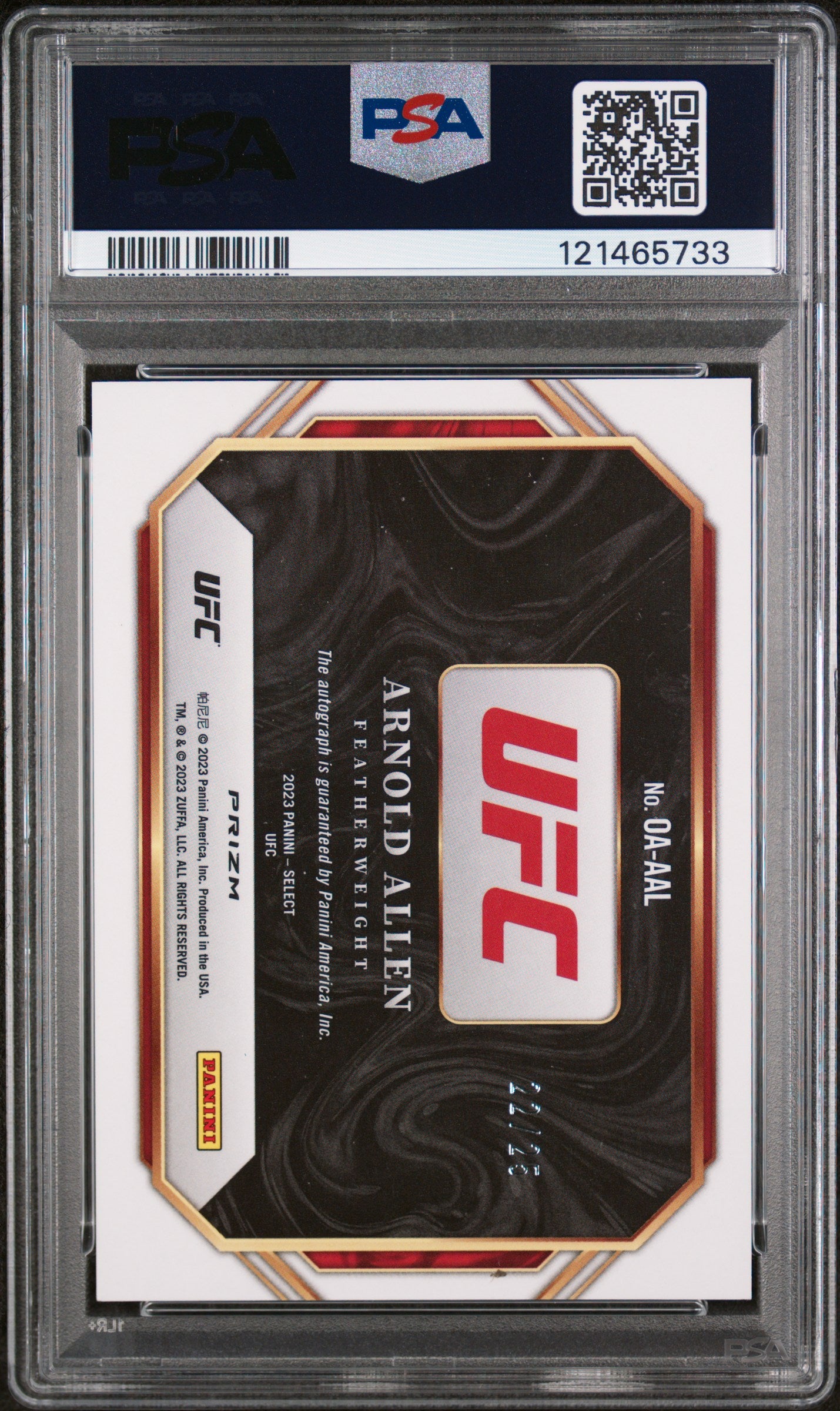 2023 Panini Select UFC Octagon Action Tie-Dye Arnold Allen #OA-AAL Auto/25 PSA 9
