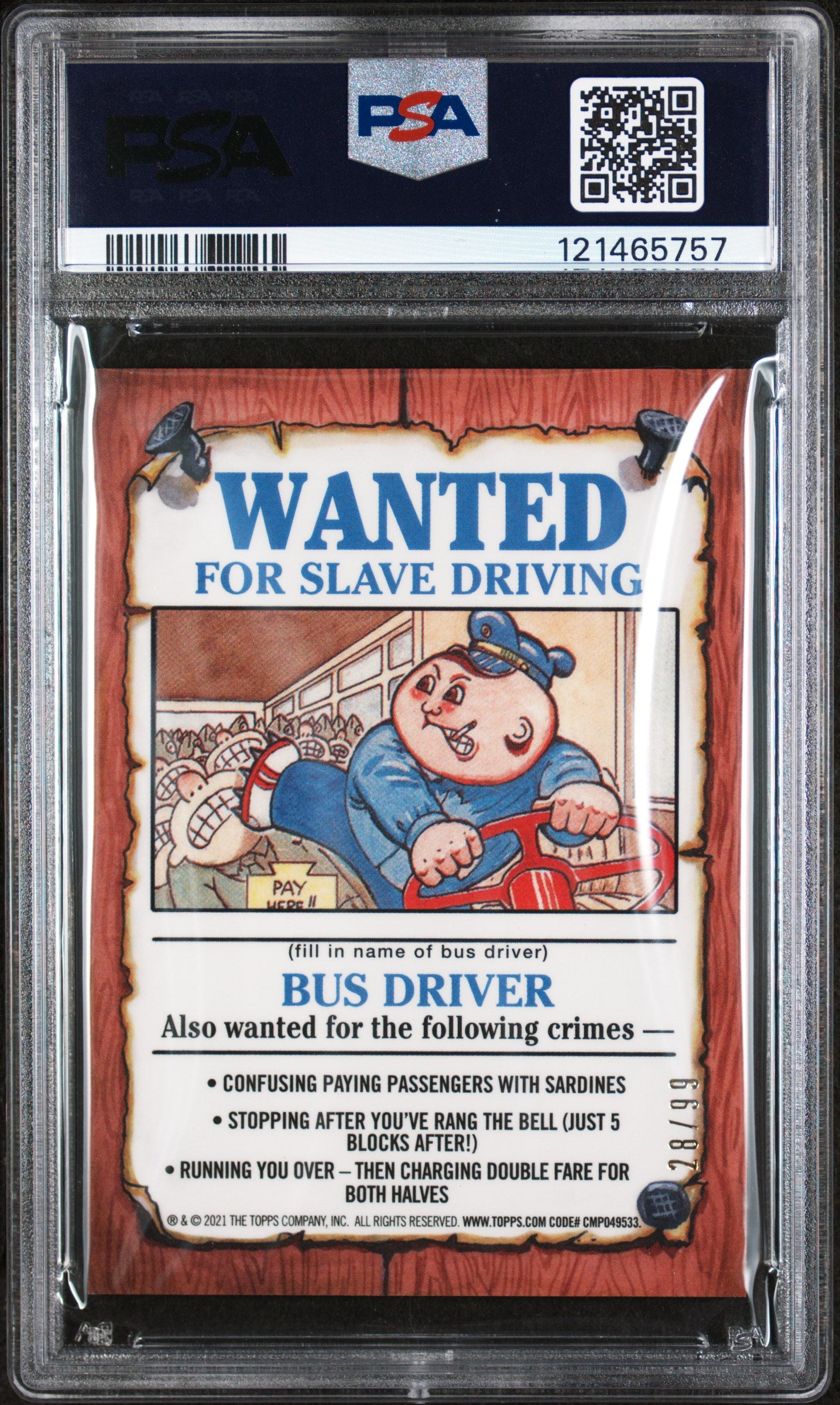 2021 Topps GPK Chrome S4 Black Refractor Dale Snail #145a /99 PSA 8