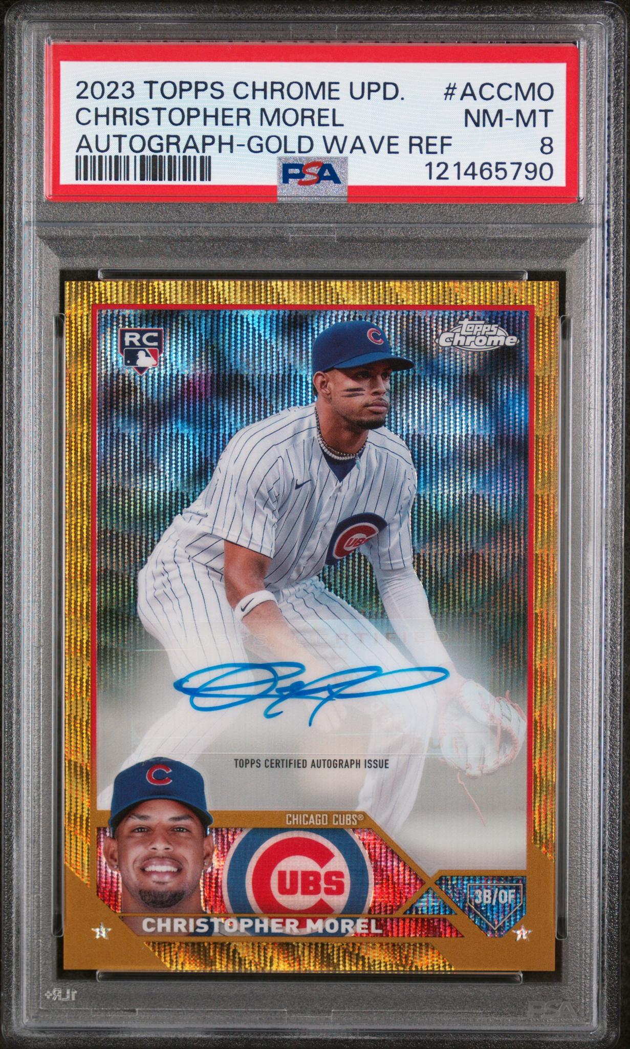 2023 Topps Chrome #AC-CMO Christopher Morel Gold Wave Refractor /50 PSA 8