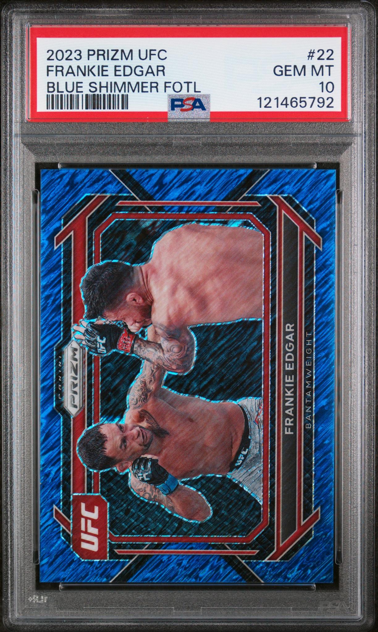2023 Panini Prizm UFC Blue Shimmer FOTL Frankie Edgar #22 /10 PSA 10