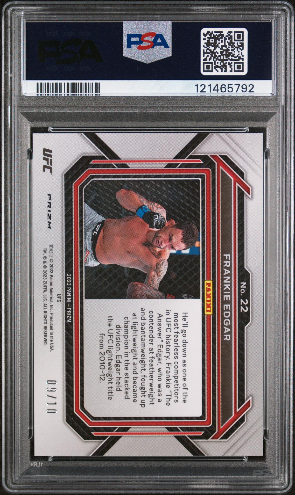 2023 Panini Prizm UFC Blue Shimmer FOTL Frankie Edgar #22 /10 PSA 10