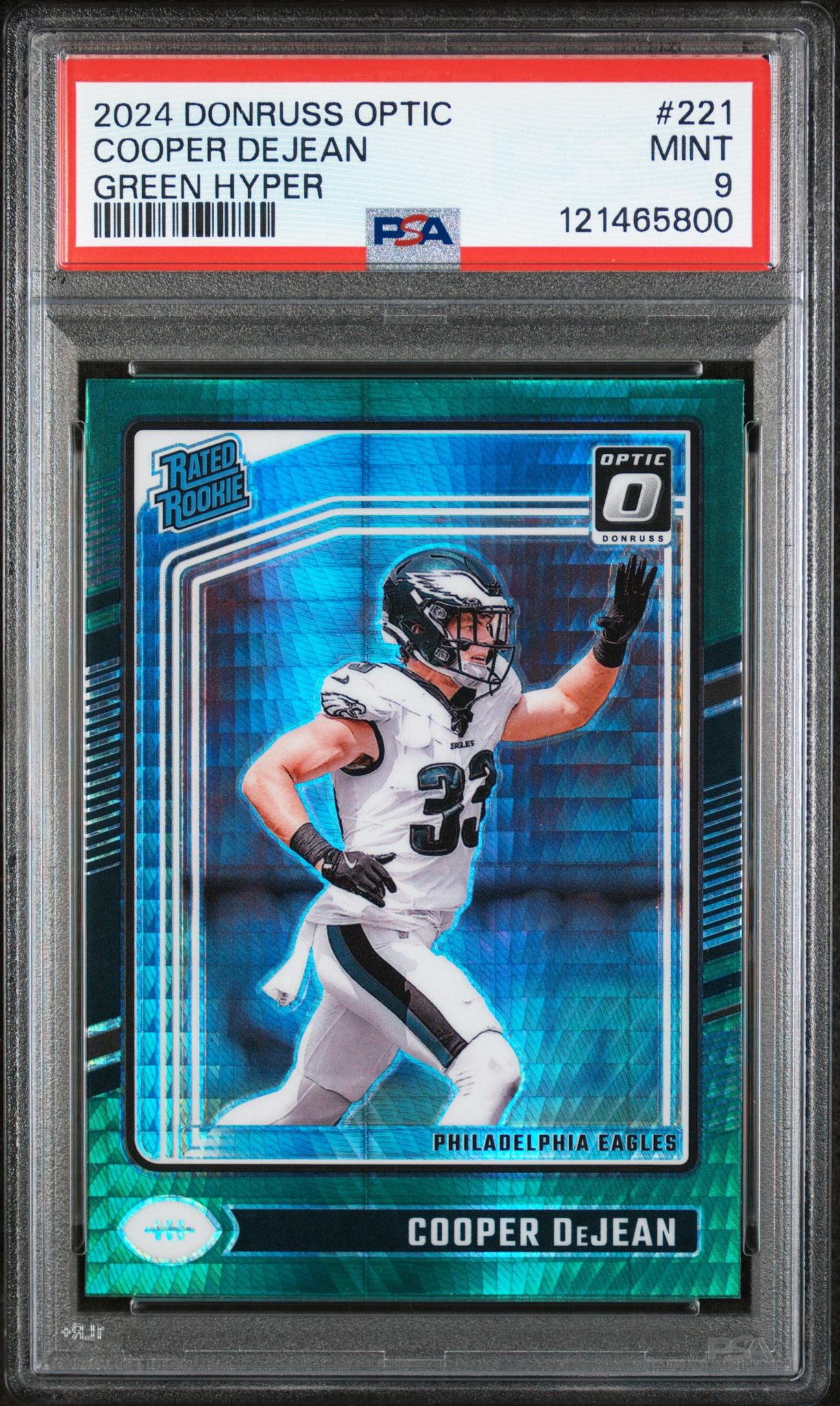 2024 Panini Donruss Optic Green Hyper Cooper DeJean #221 RC Prizm PSA 9