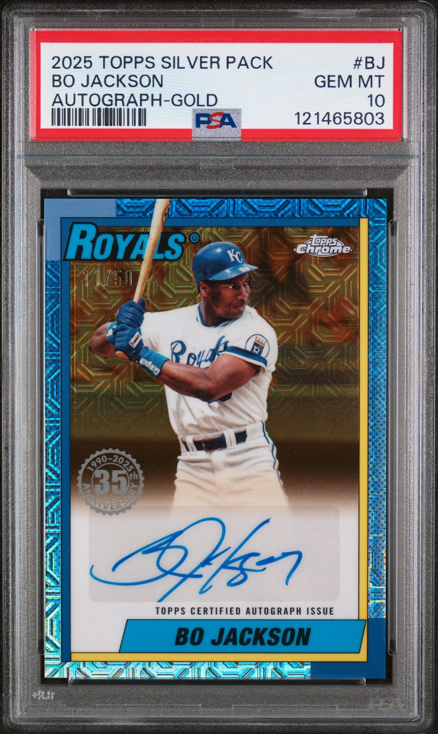 2025 Topps Silver Pack Gold Bo Jackson #BJ Auto /50 PSA 10