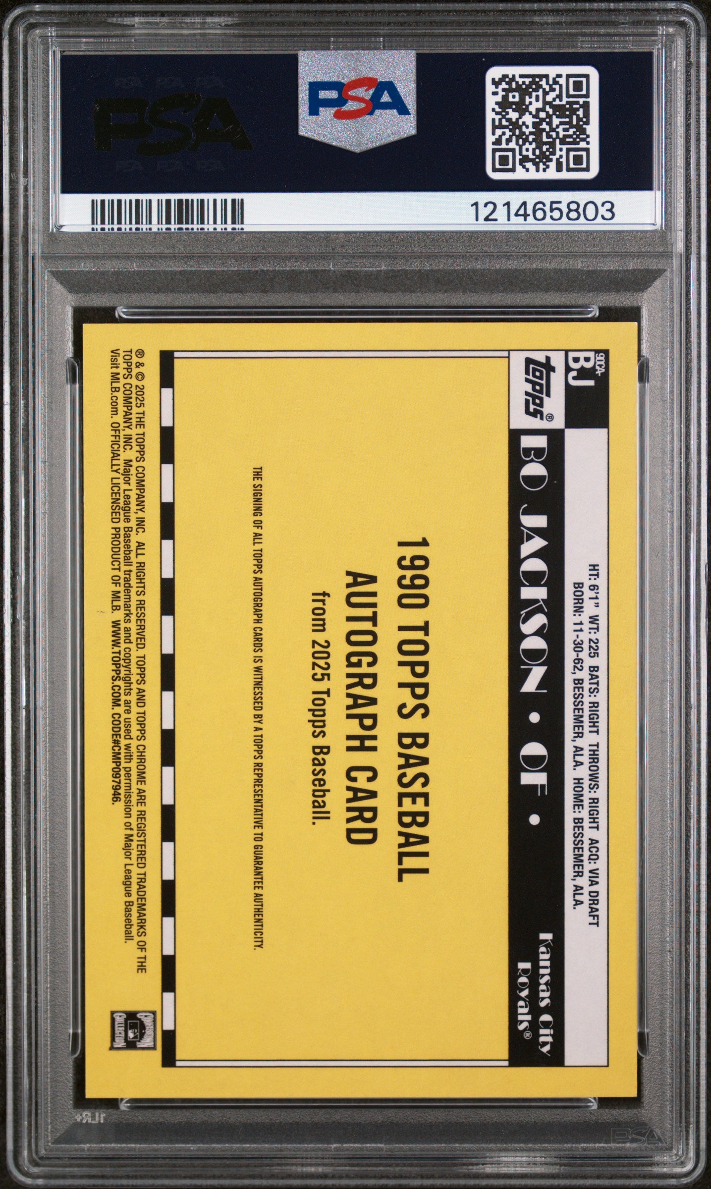 2025 Topps Silver Pack Gold Bo Jackson #BJ Auto /50 PSA 10