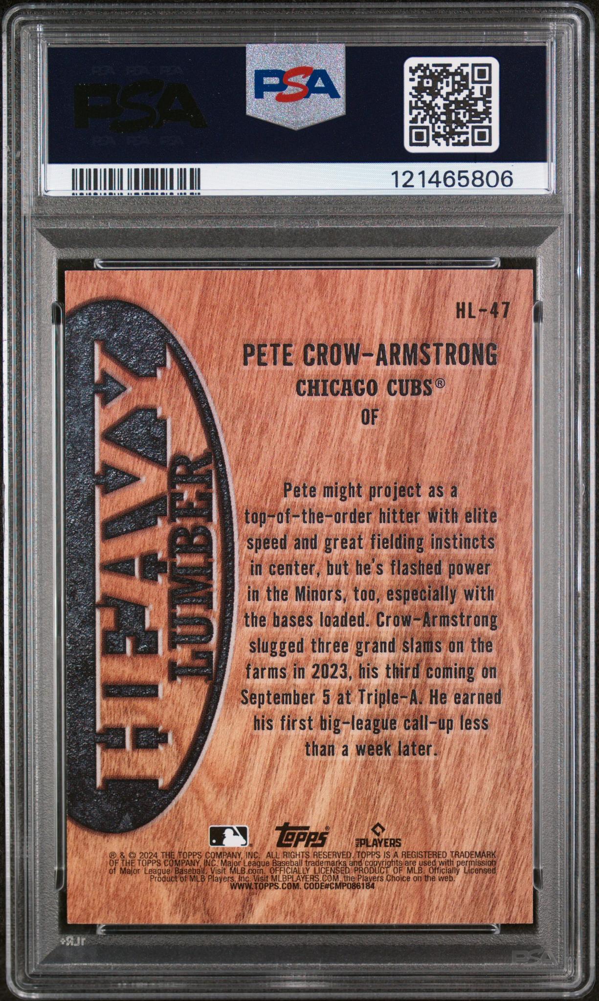 2024 Topps Heavy Lumber Pete Crow-Armstrong #HL-47 RC PSA 8