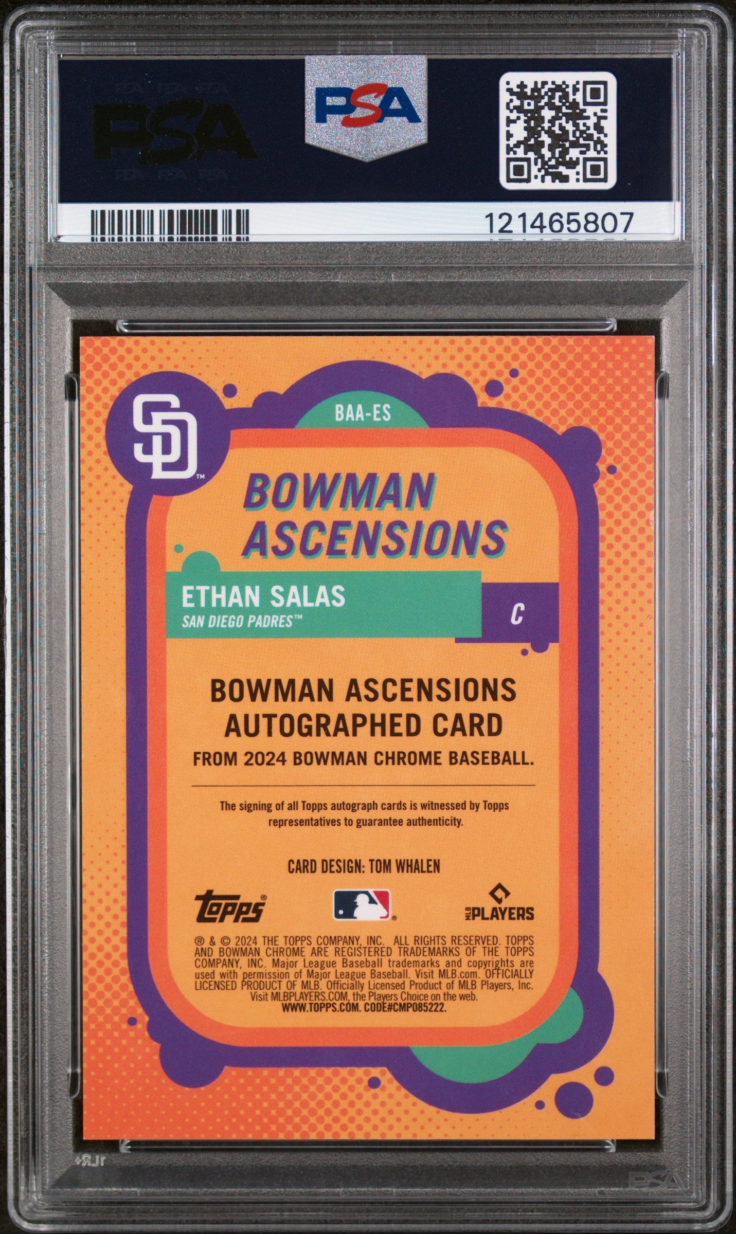 2024 Bowman Chrome Bowman Ascensions Ethan Salas #BAA-ES Auto /150 PSA 9