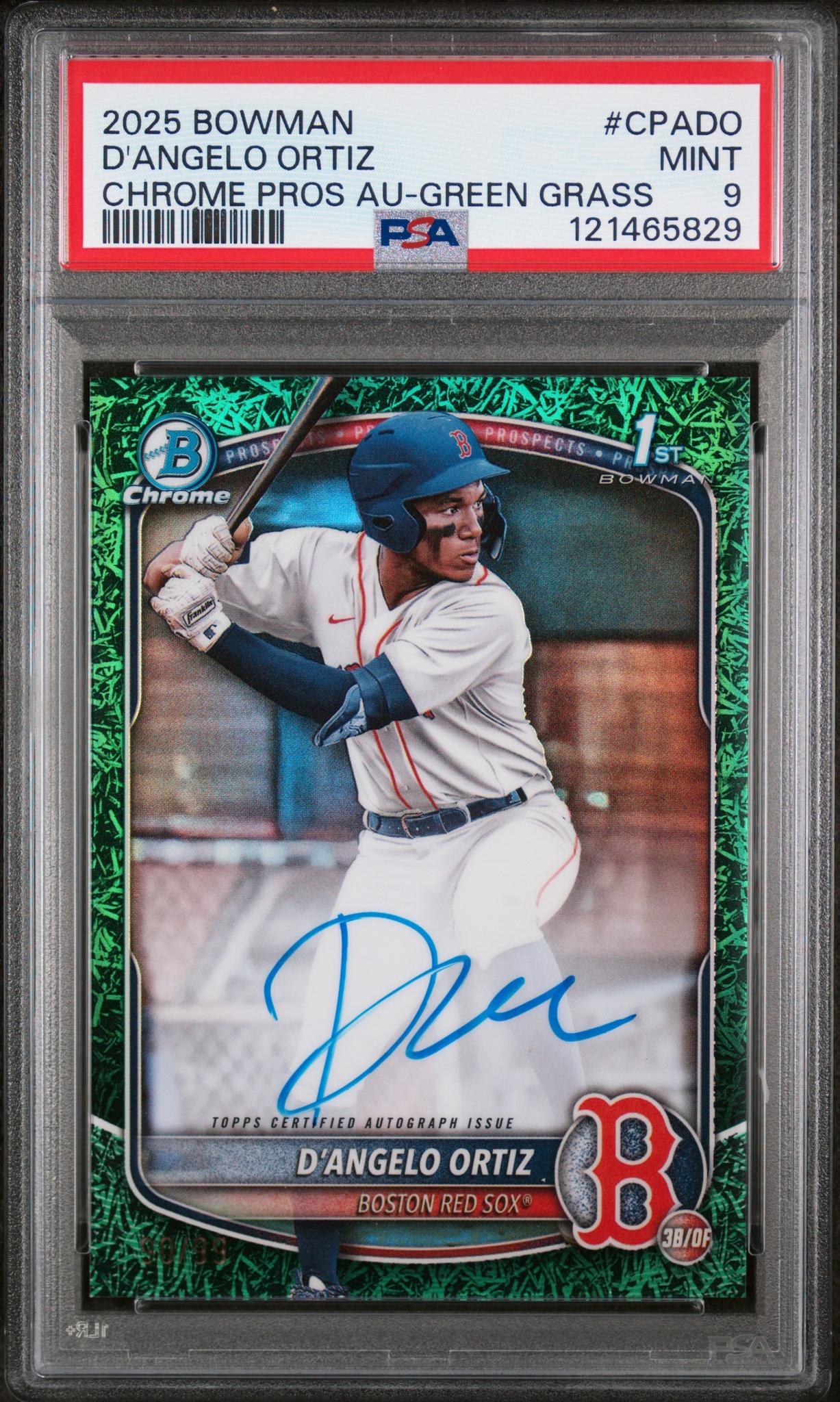 2025 Bowman Chrome Green Grass D'Angelo Ortiz #CPA-DO Auto /99 PSA 9
