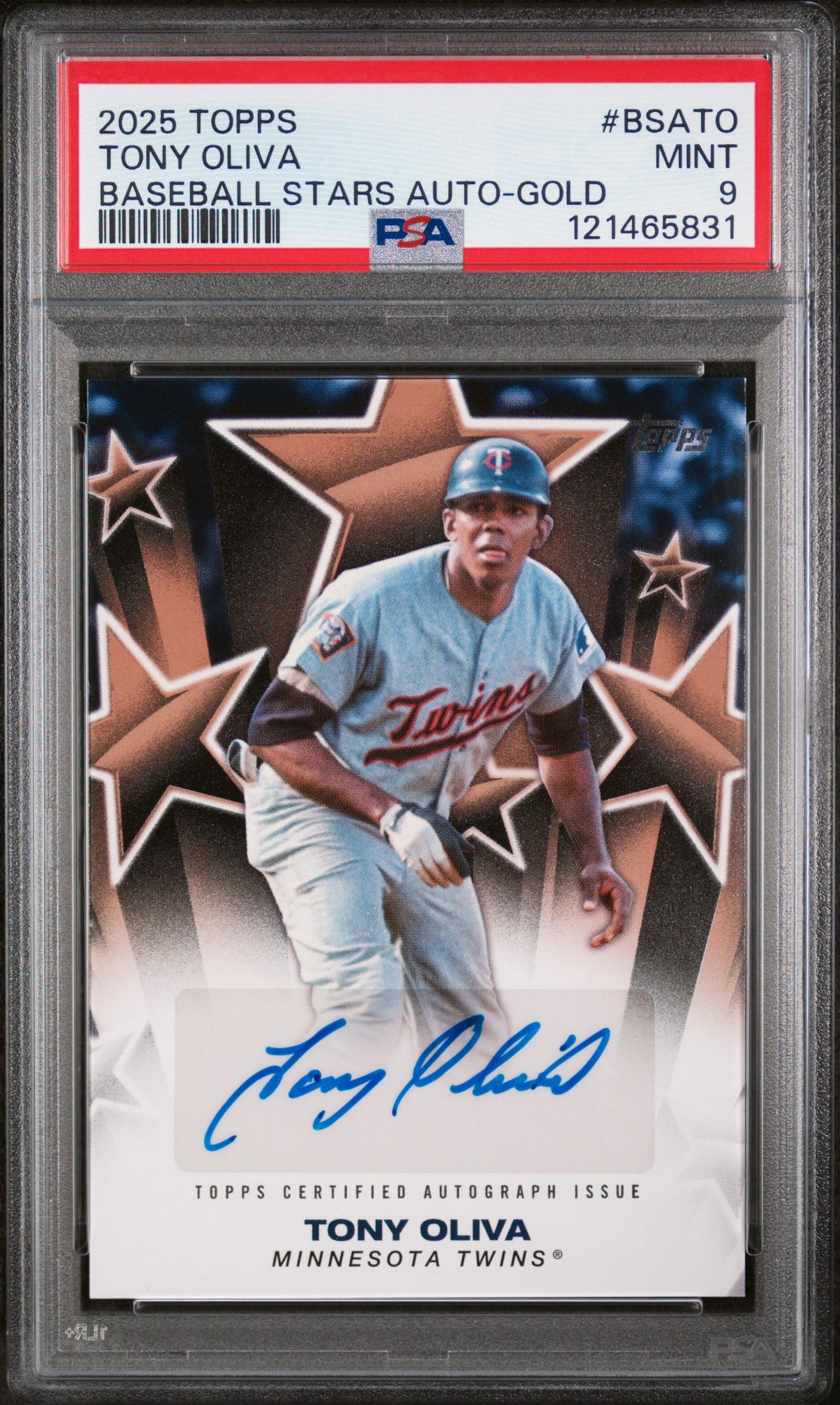 2025 Topps Baseball Stars Gold Tony Oliva #BSA-TO Auto /50 PSA 9