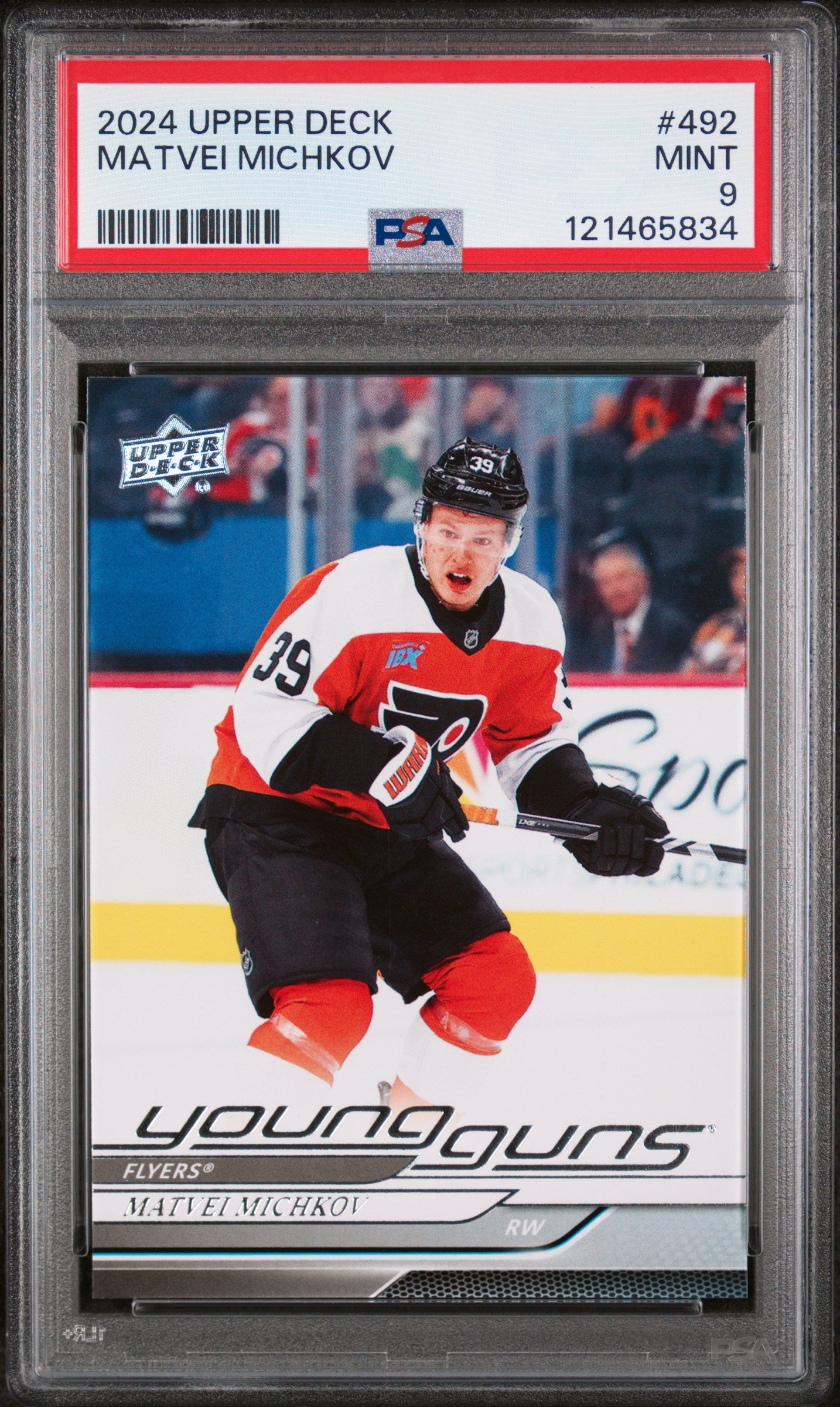 2024 Upper Deck Series 2 Young Guns Matvei Michkov #492 RC PSA 9