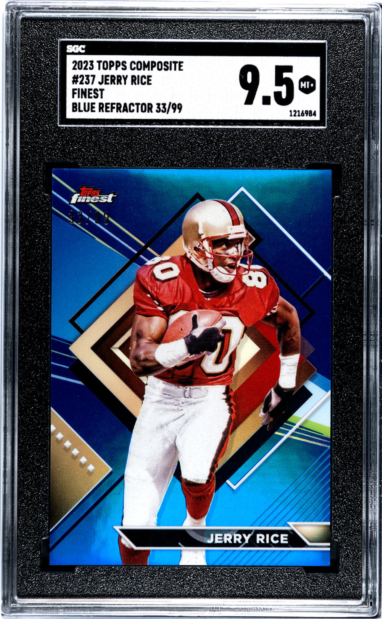 2023 Topps Composite #237 Jerry Rice Finest Blue Refractor /99 SGC 9.5