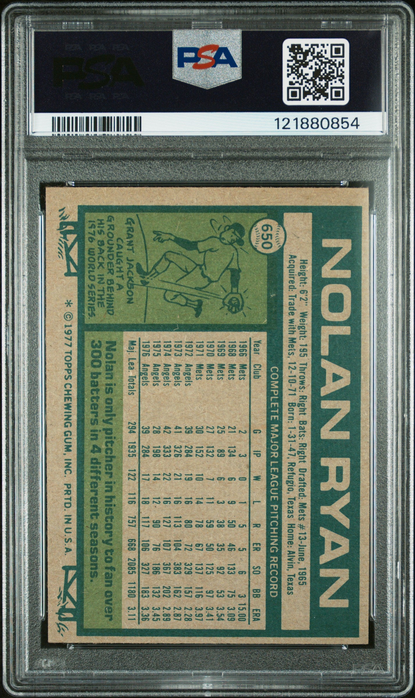 1977 Topps Nolan Ryan #650 PSA 6.5