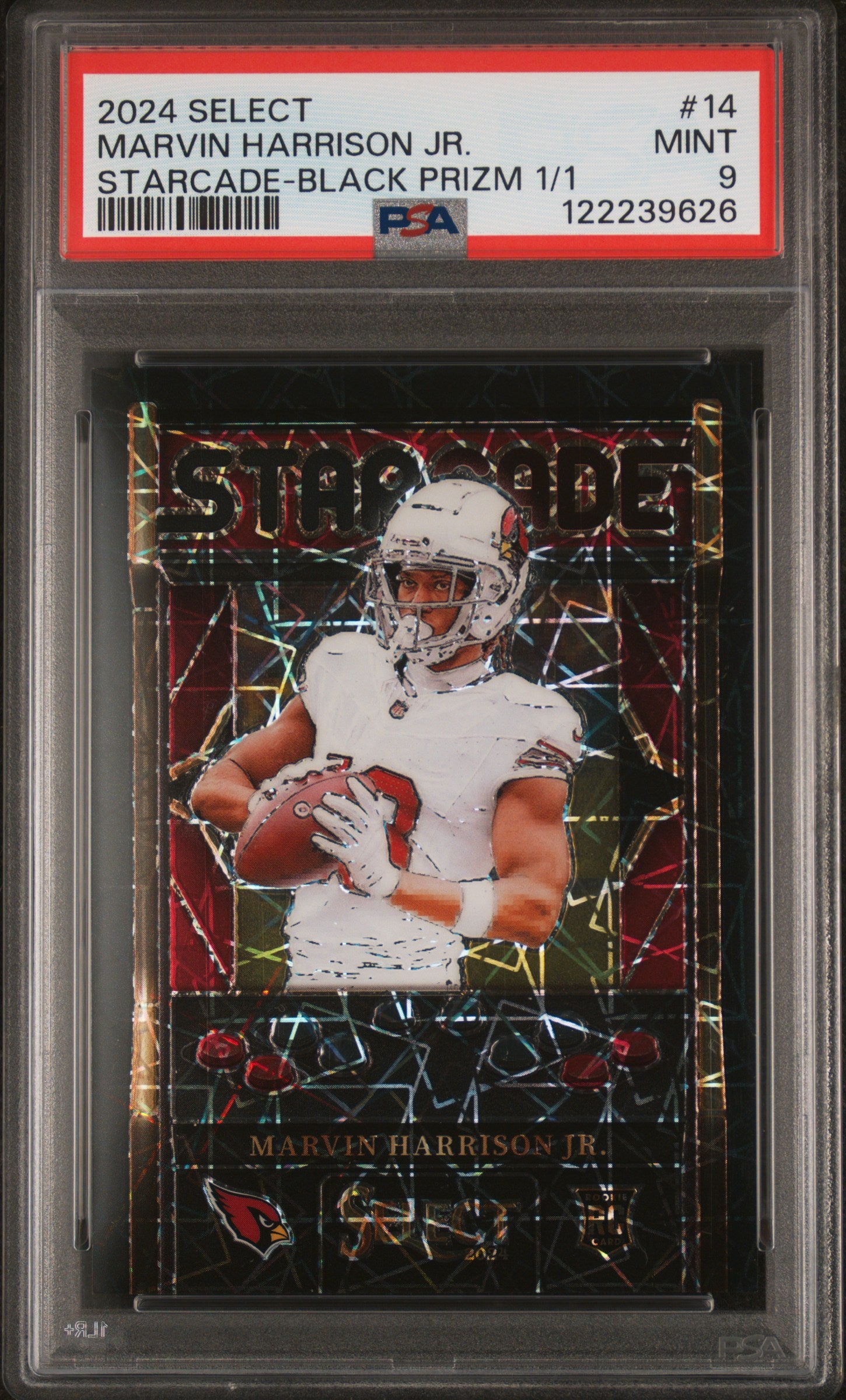 2024 Panini Select Starcade Black Prizm Marvin Harrison Jr. #14 RC 1/1 PSA 9